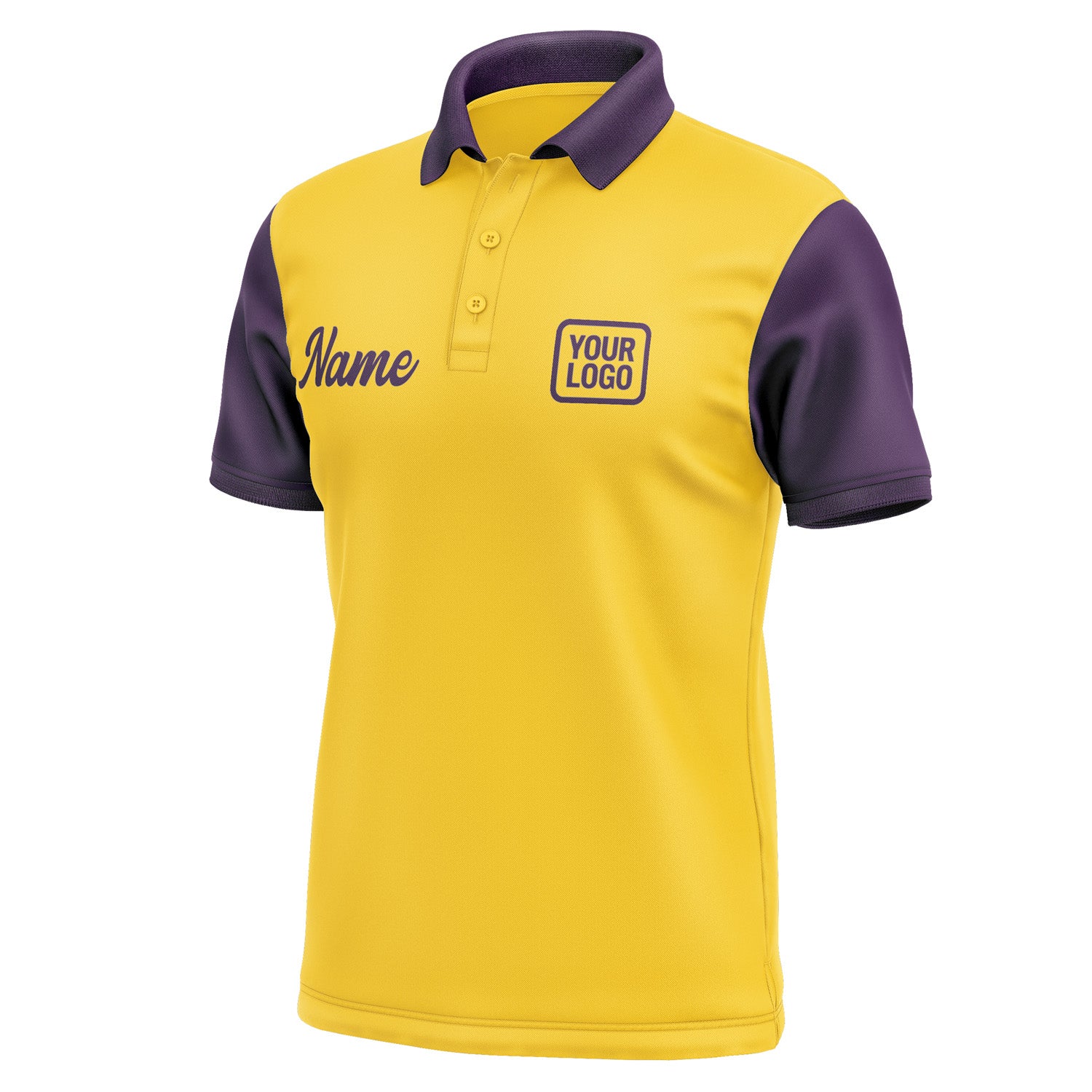 Custom Gold Purple Short-Sleeve Polo Shirt PO300707B107