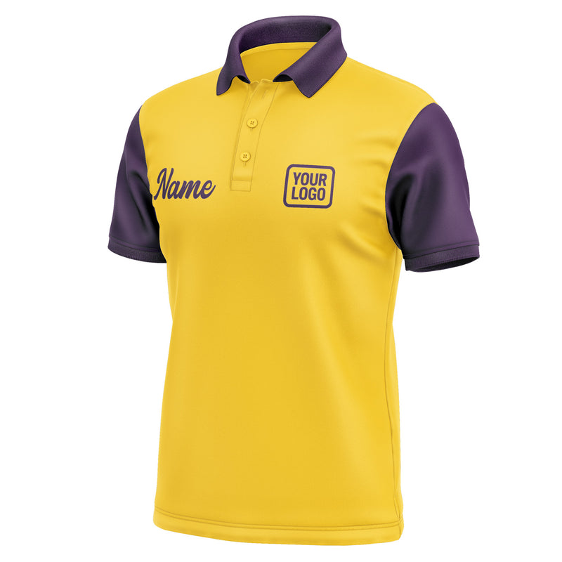 Custom Gold Purple Short-Sleeve Polo Shirt PO300707B107