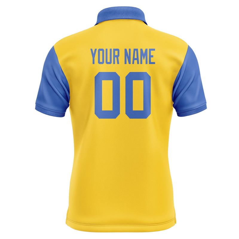 Custom Gold Sky Blue Short-Sleeve Polo Shirt PO300909B109