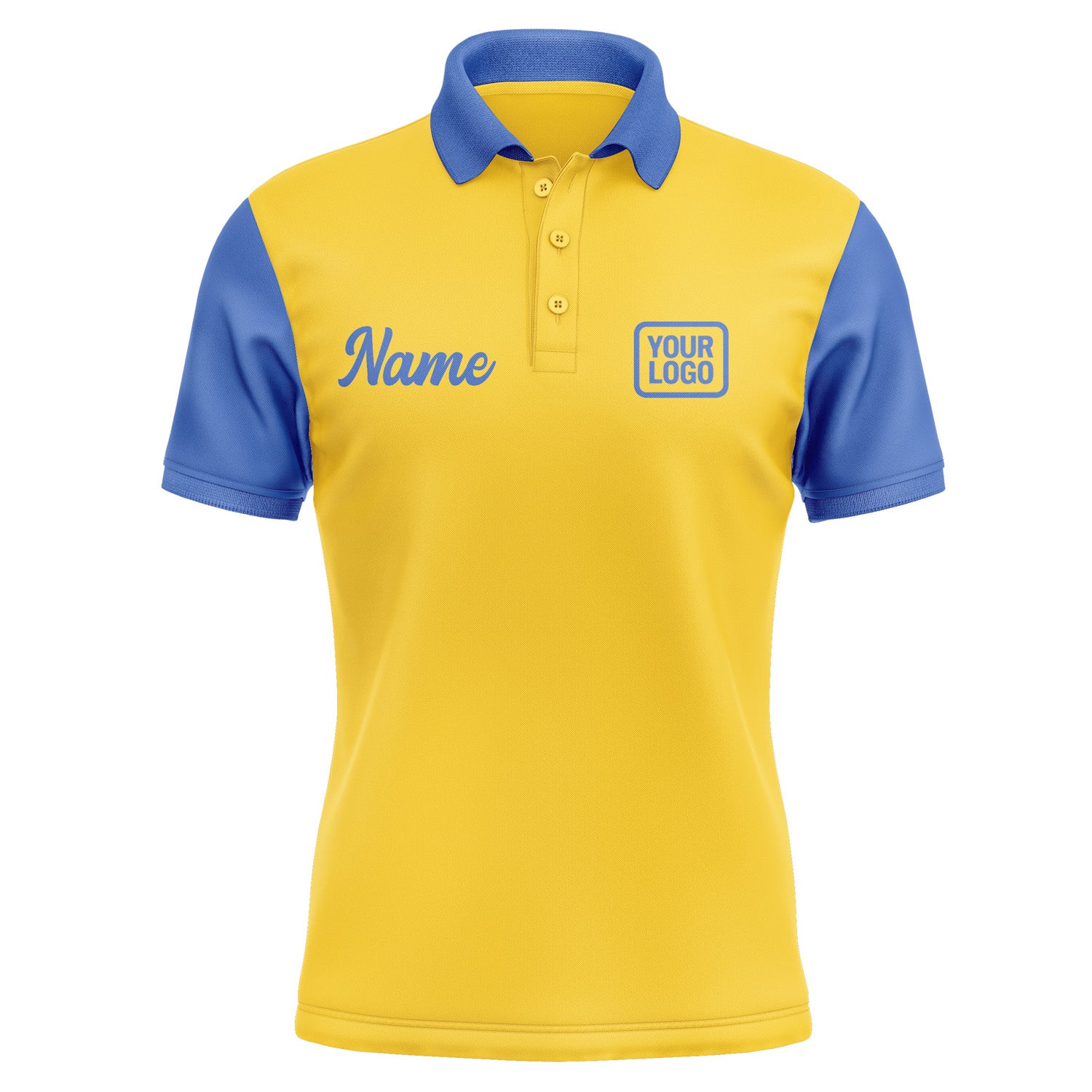 Custom Gold Sky Blue Short-Sleeve Polo Shirt PO300909B109