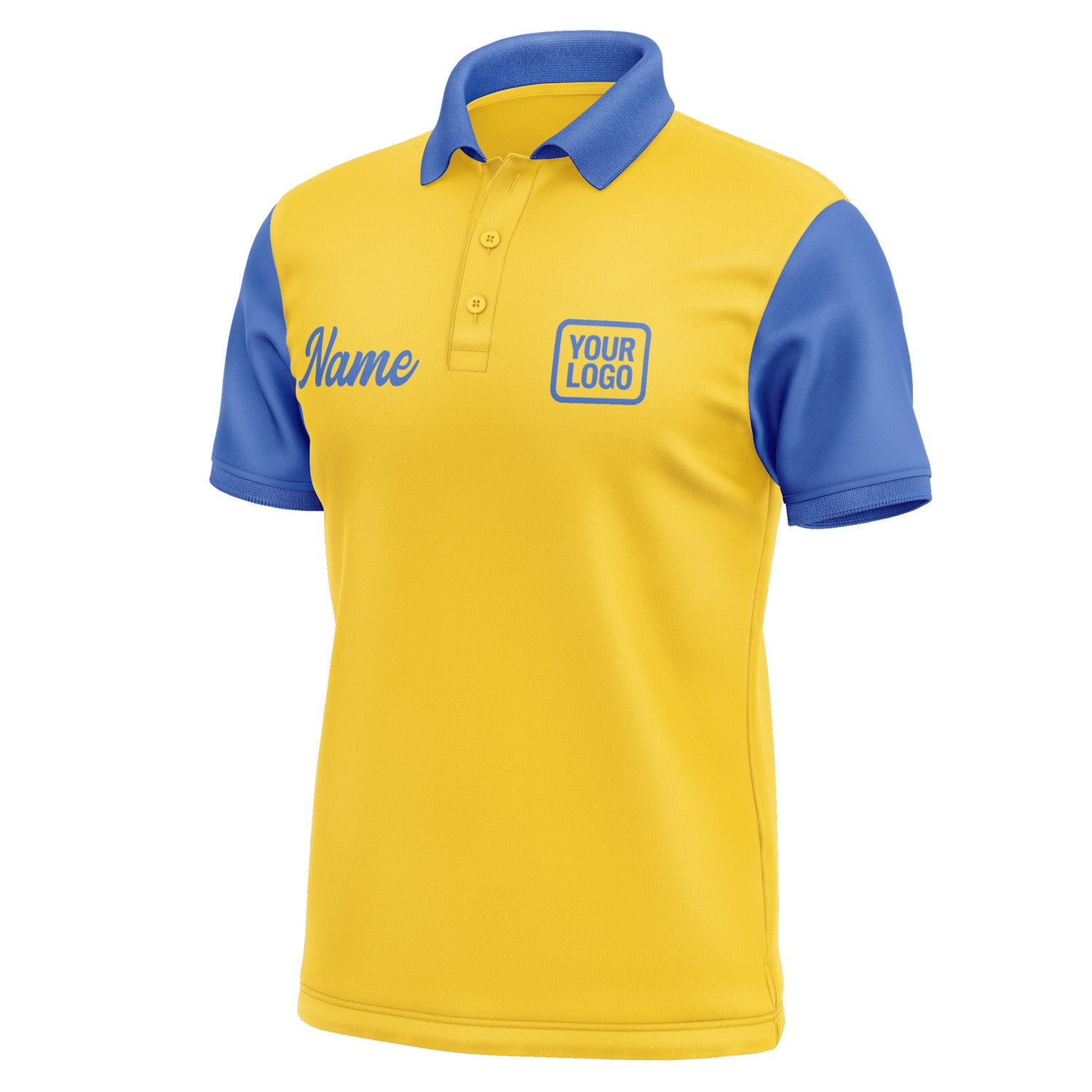 Custom Gold Sky Blue Short-Sleeve Polo Shirt PO300909B109