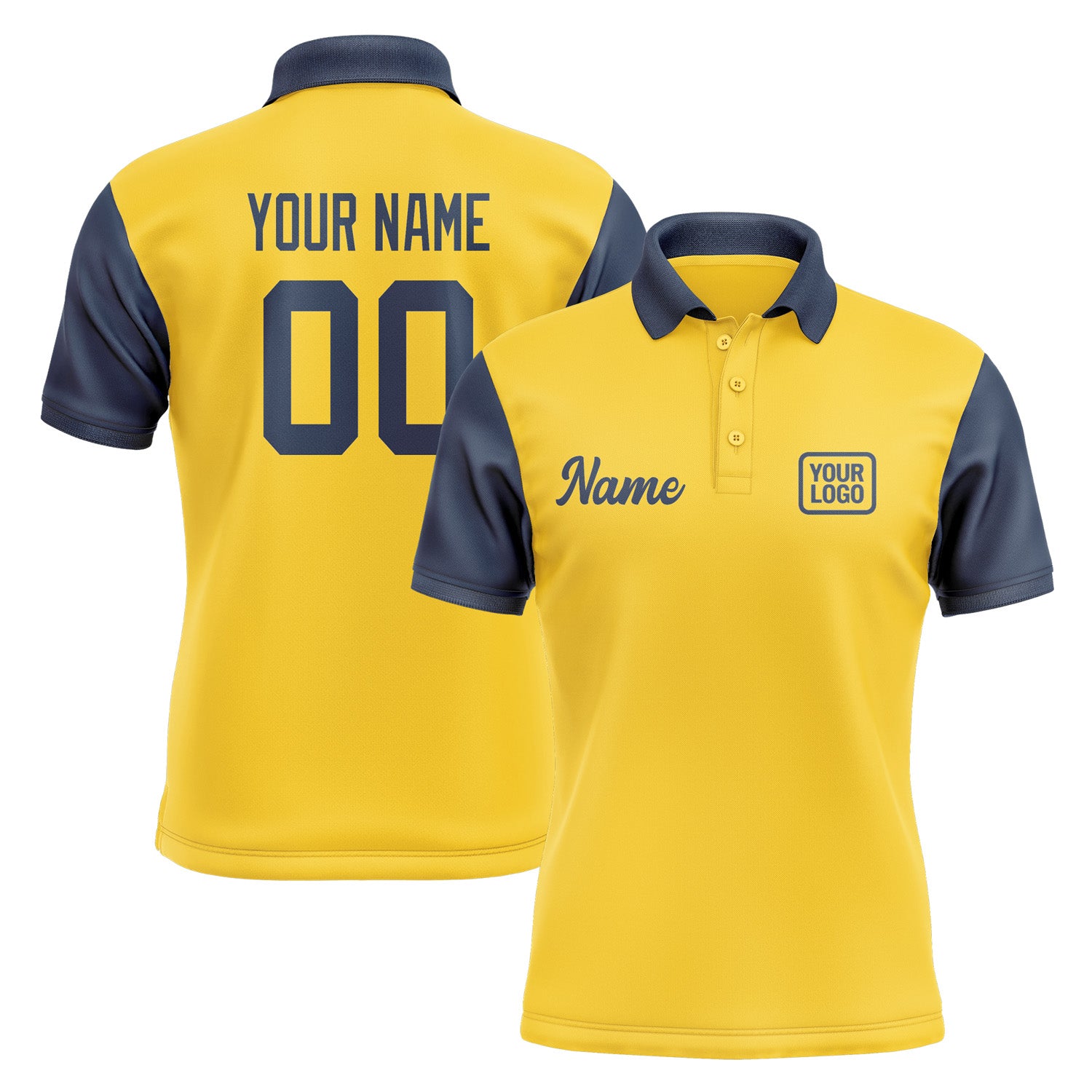 Custom Gold Blue Short-Sleeve Polo Shirt PO301010B110