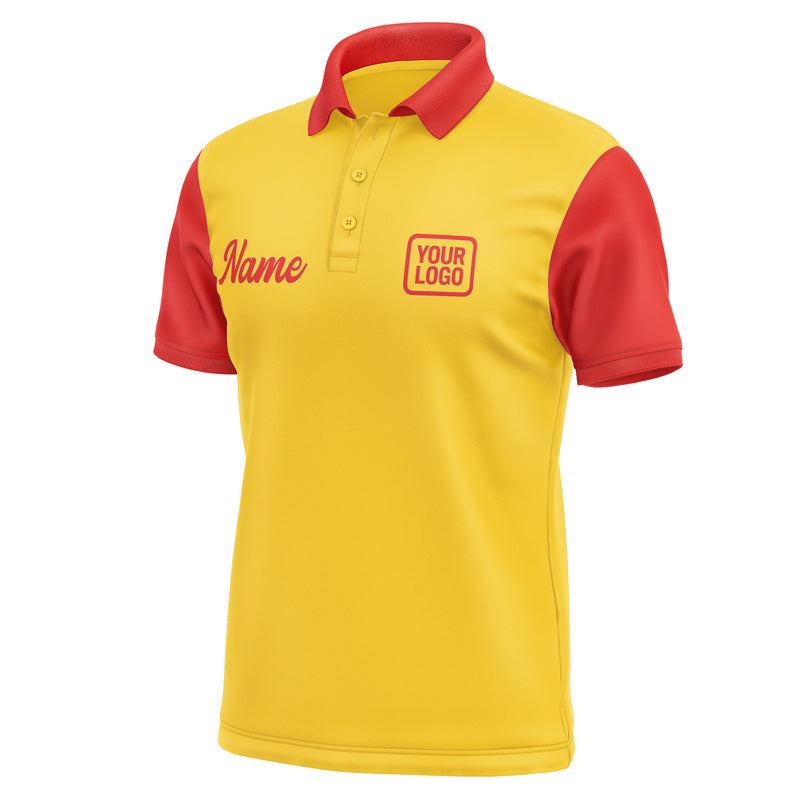 Custom Gold Orange Red Short-Sleeve Polo Shirt PO301212B112
