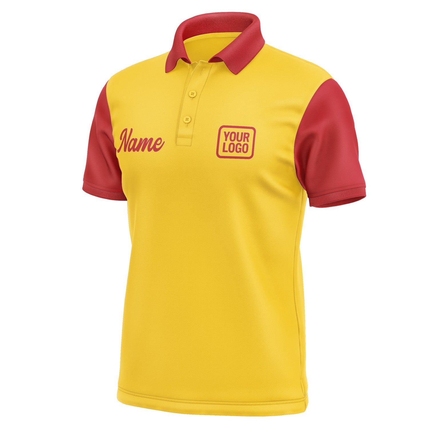 Custom Gold Red Short-Sleeve Polo Shirt PO301414B114