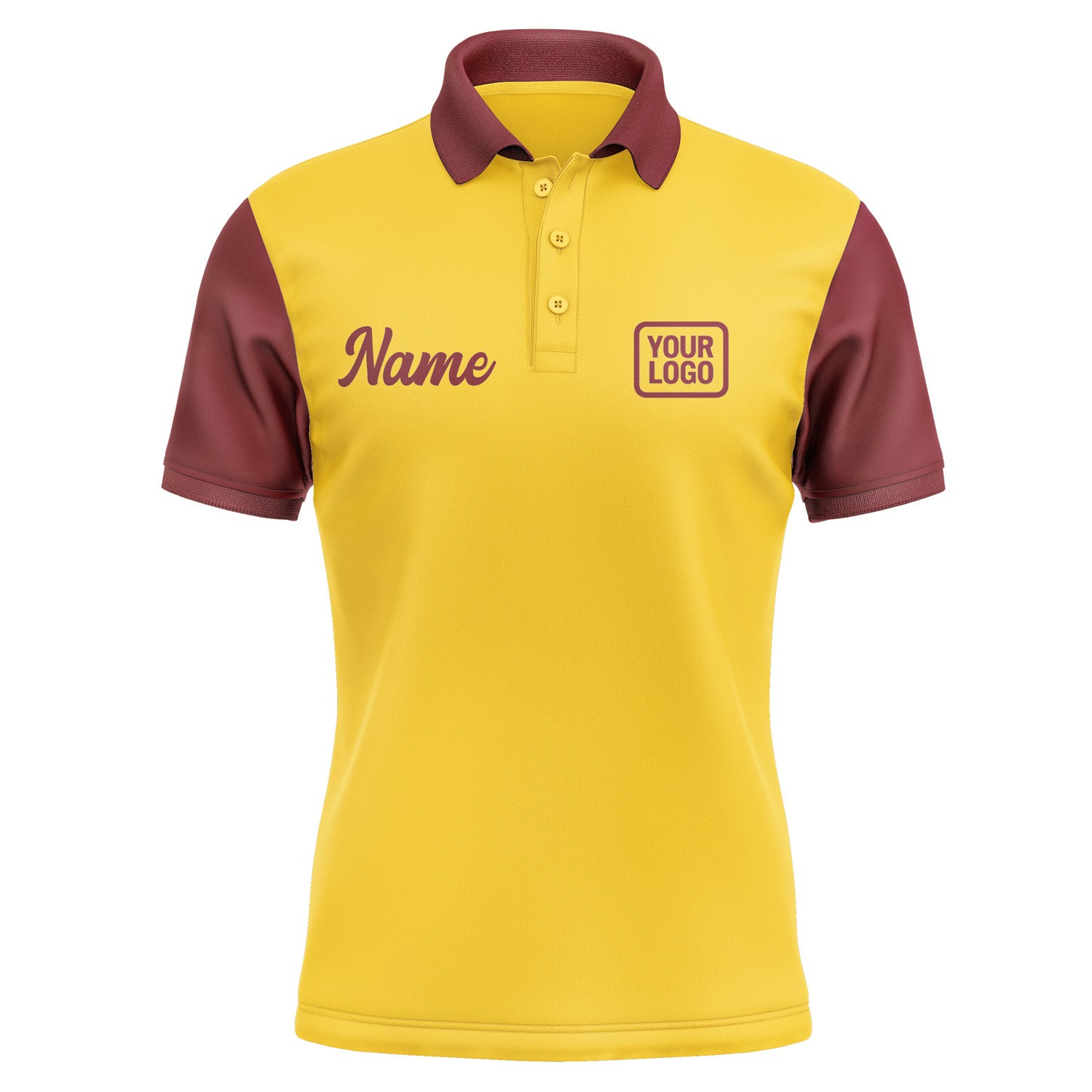 Custom Gold Crimson Red Short-Sleeve Polo Shirt PO301515B115