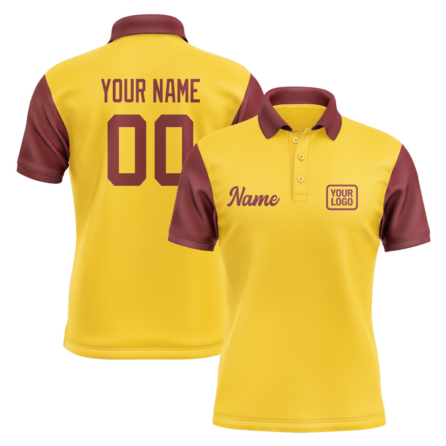 Custom Gold Crimson Red Short-Sleeve Polo Shirt PO301515B115