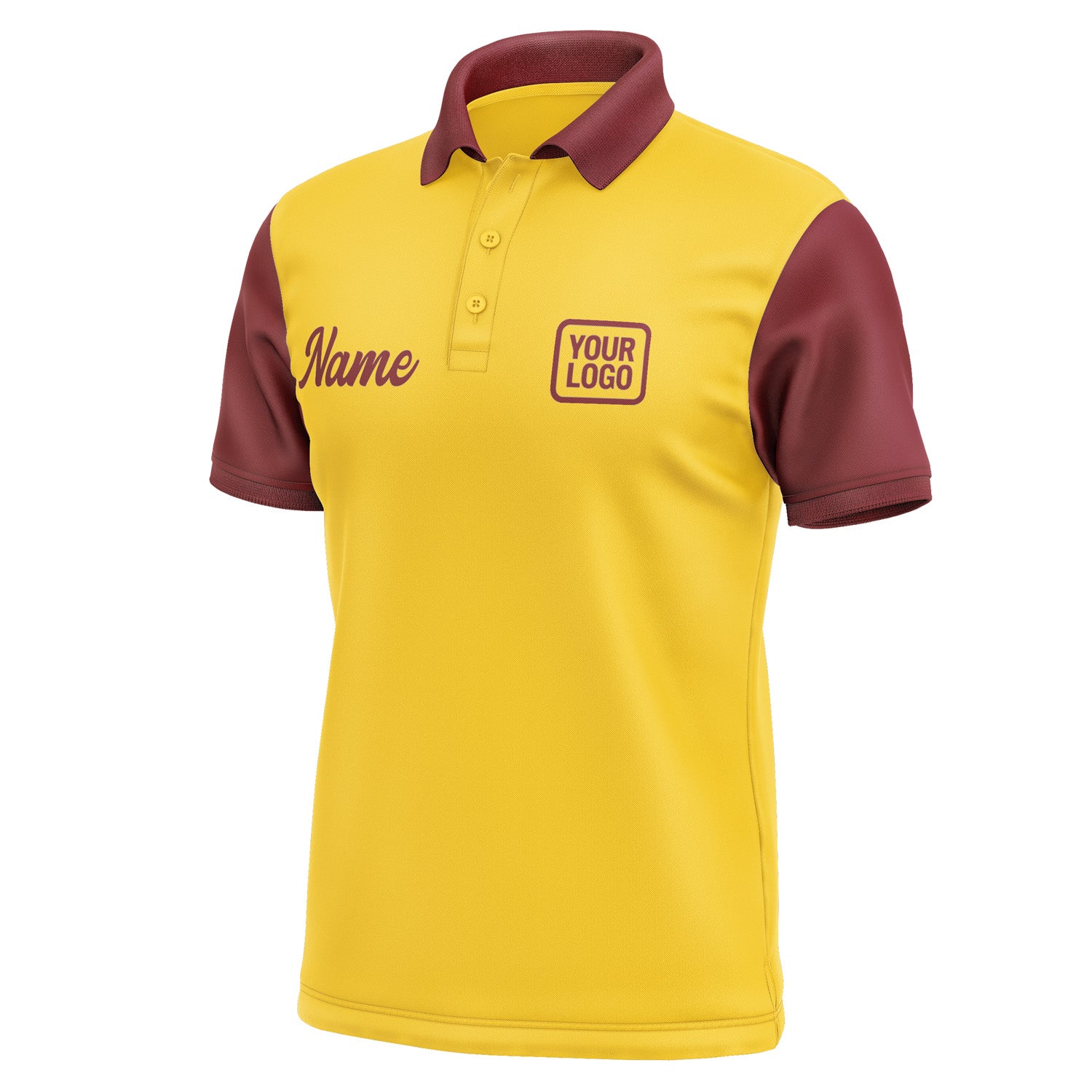 Custom Gold Crimson Red Short-Sleeve Polo Shirt PO301515B115