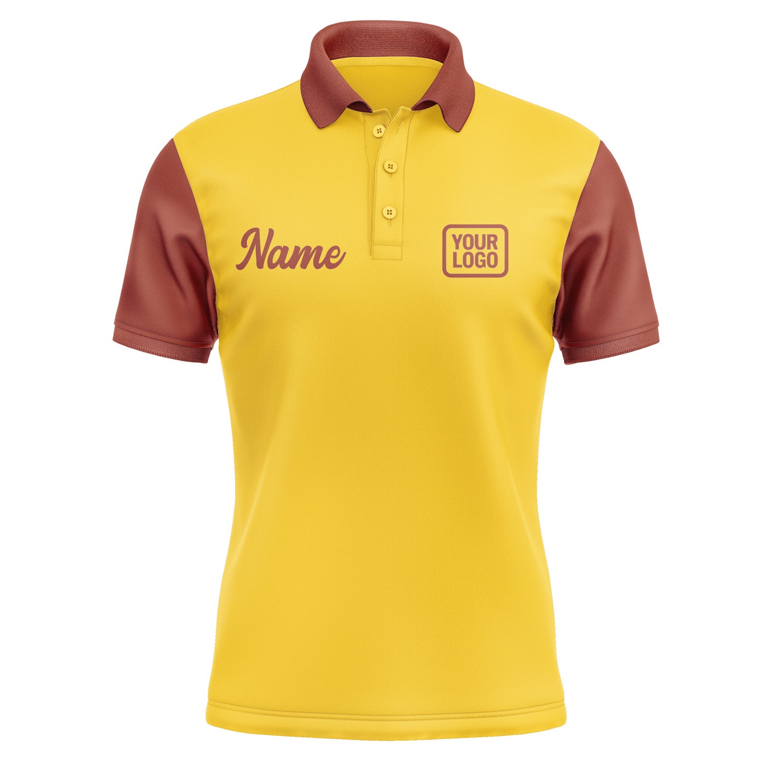 Custom Gold Coral Red Short-Sleeve Polo Shirt PO301616B116