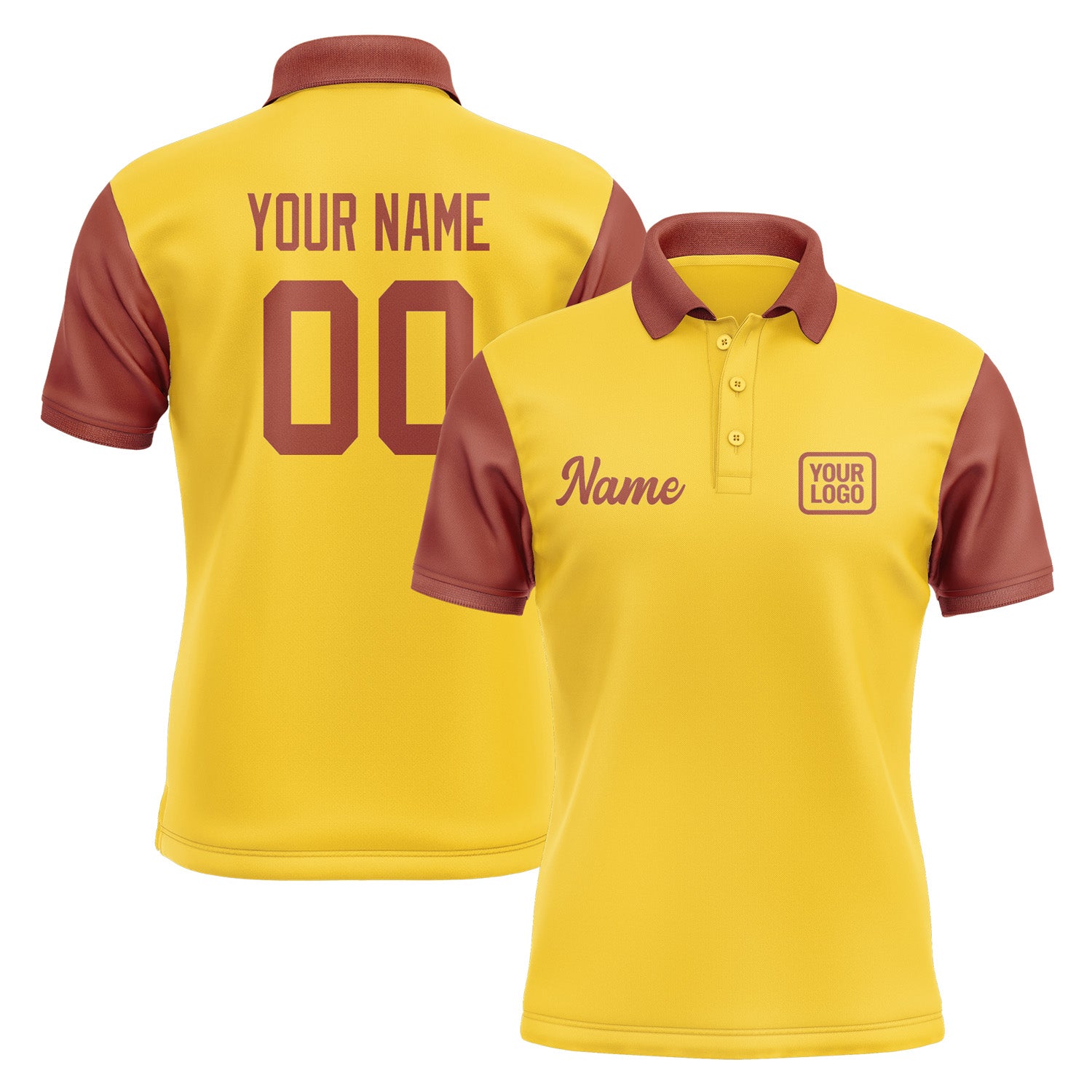 Custom Gold Coral Red Short-Sleeve Polo Shirt PO301616B116