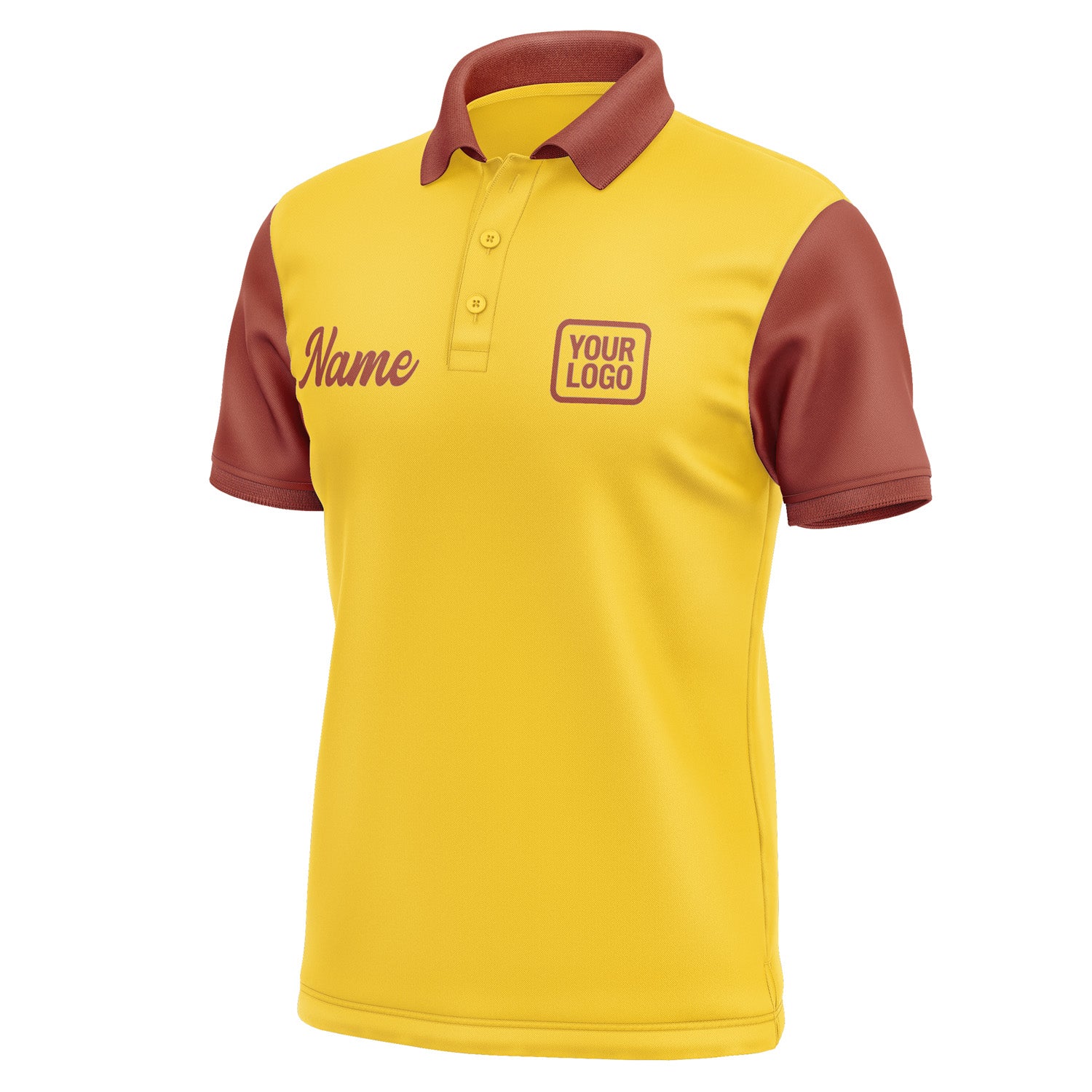 Custom Gold Coral Red Short-Sleeve Polo Shirt PO301616B116