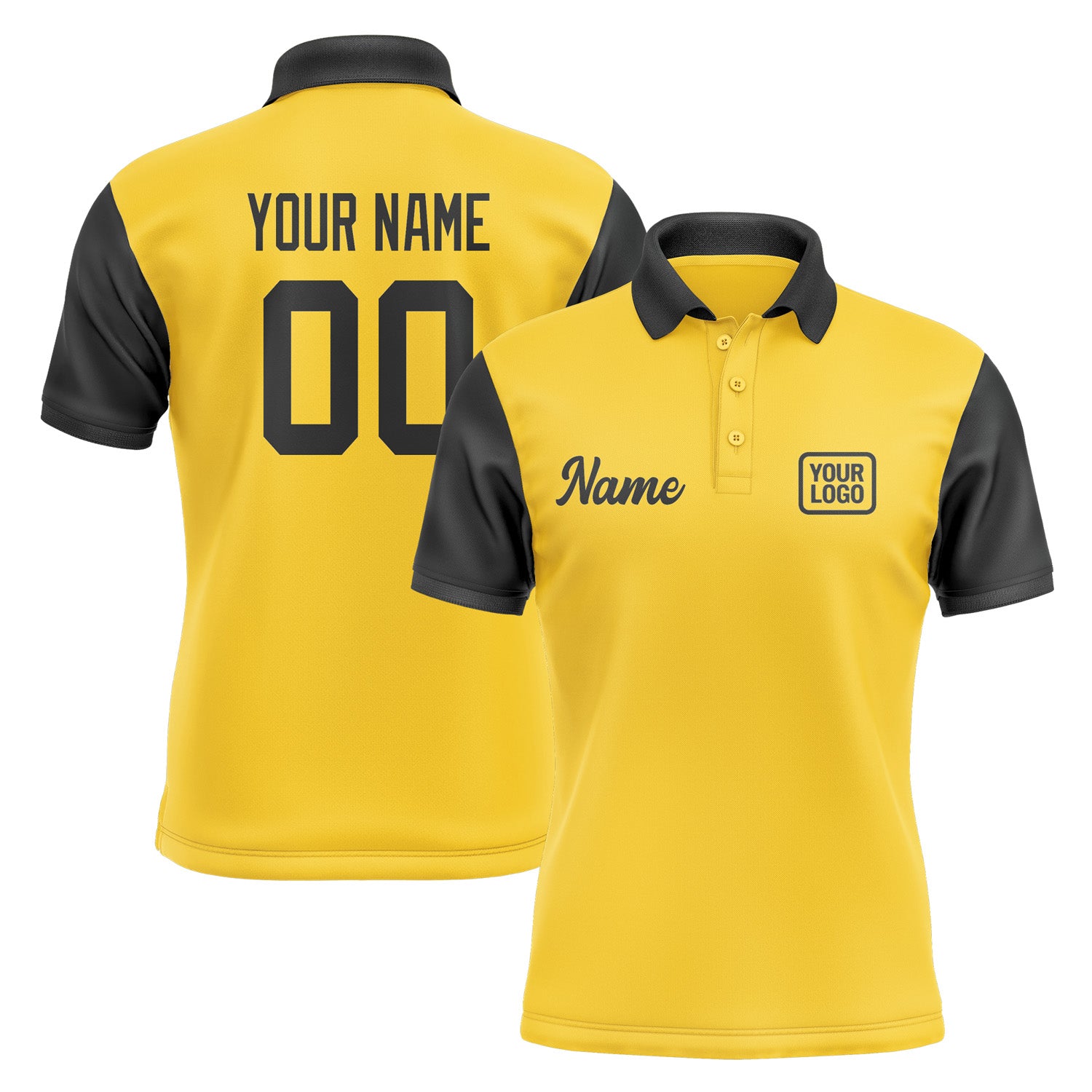Custom Gold Black Short-Sleeve Polo Shirt PO301717B117