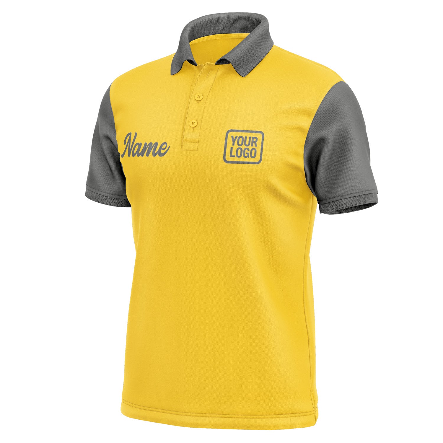 Custom Gold Dark Grey Short-Sleeve Polo Shirt PO302020B120