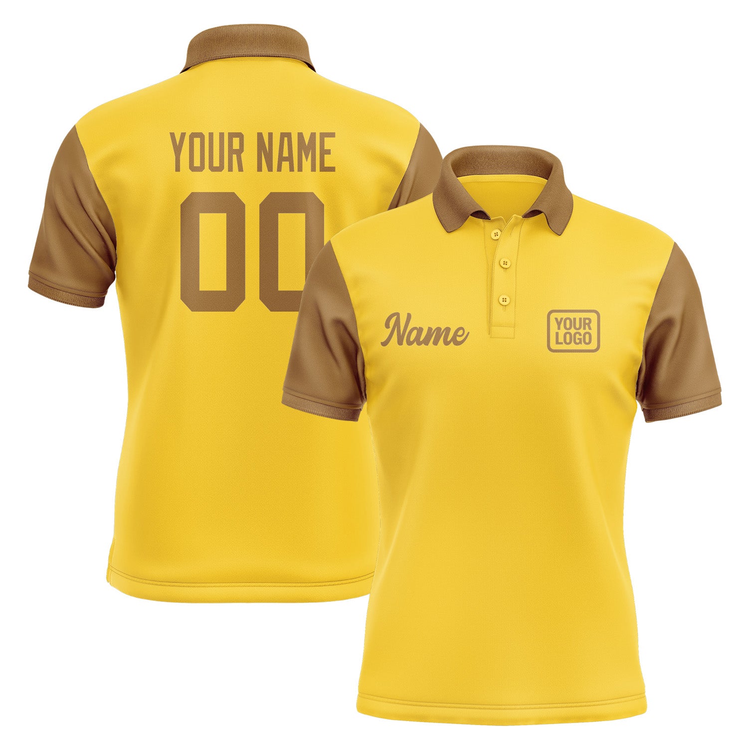 Custom Gold Khaki Short-Sleeve Polo Shirt PO302222B122