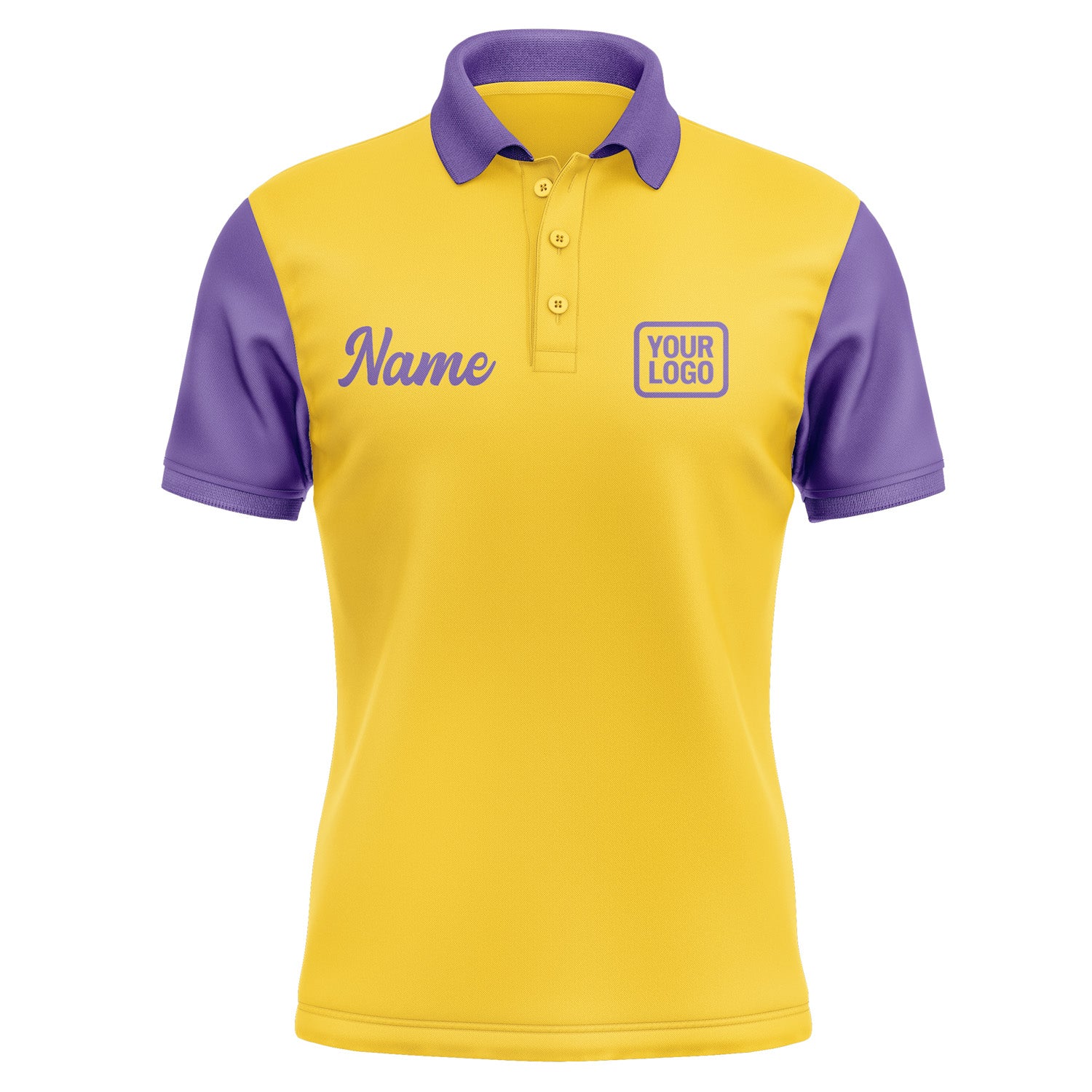 Custom Gold Light Purple Short-Sleeve Polo Shirt PO302323B123
