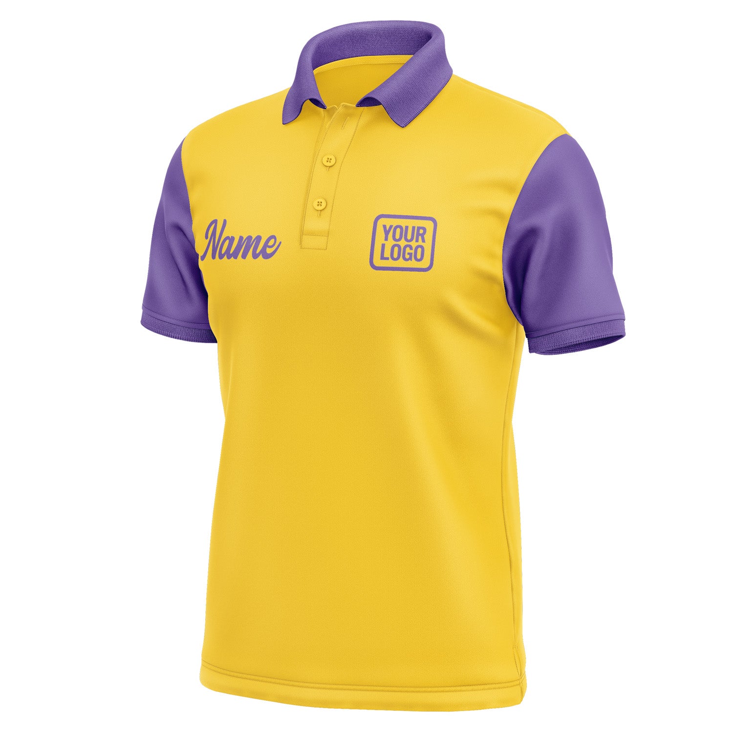 Custom Gold Light Purple Short-Sleeve Polo Shirt PO302323B123