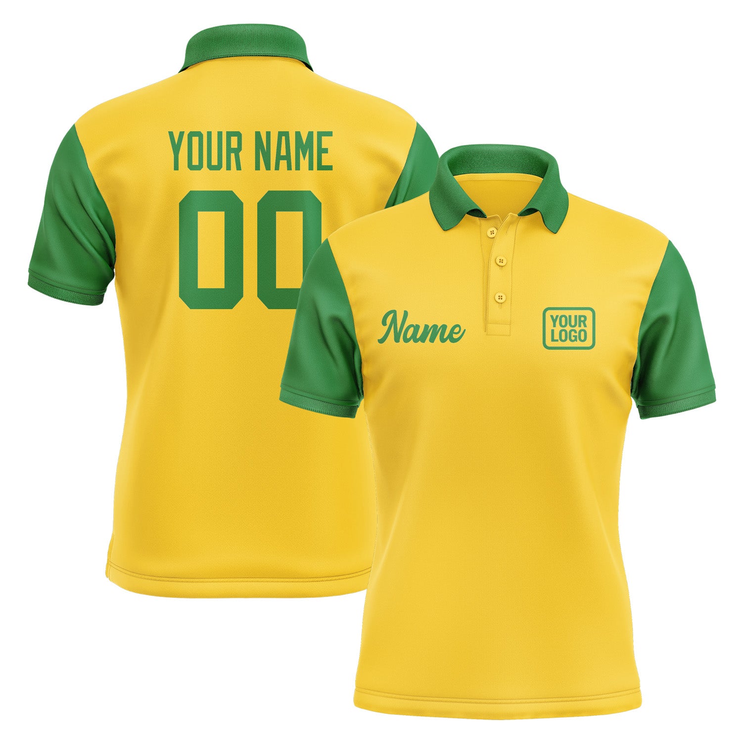 Custom Gold Emerald Green Short-Sleeve Polo Shirt PO302424B124