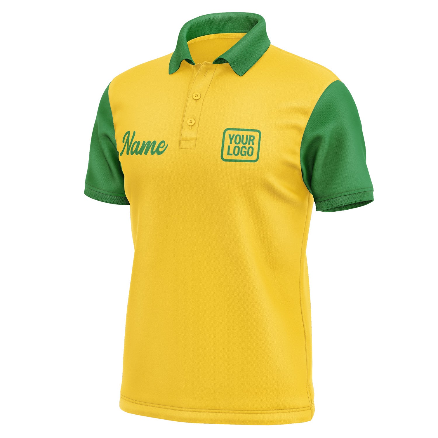 Custom Gold Emerald Green Short-Sleeve Polo Shirt PO302424B124