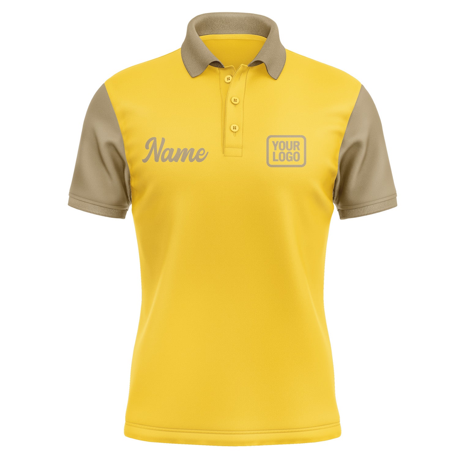 Custom Gold Light Khaki Short-Sleeve Polo Shirt PO302525B125