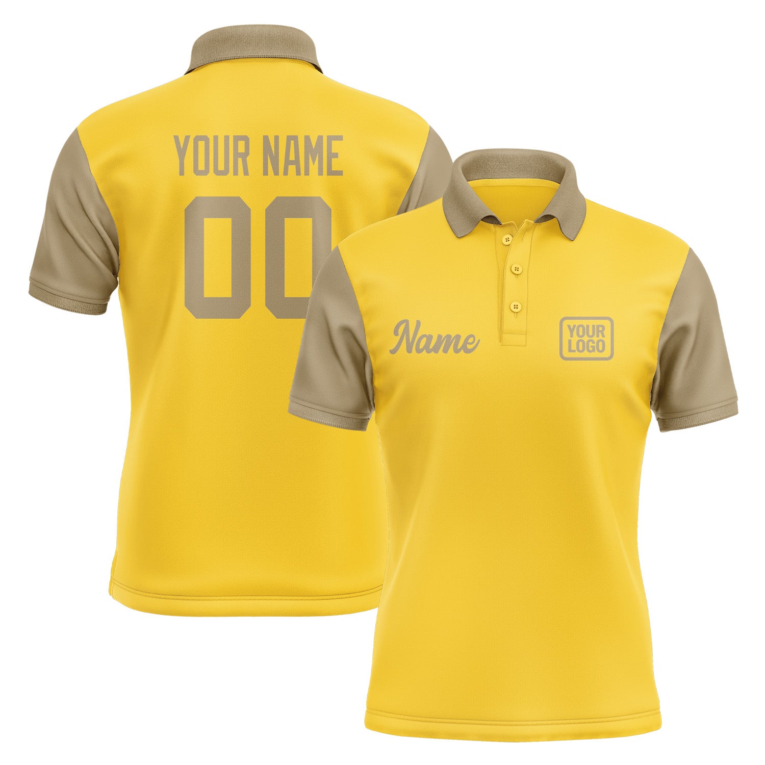 Custom Gold Light Khaki Short-Sleeve Polo Shirt PO302525B125