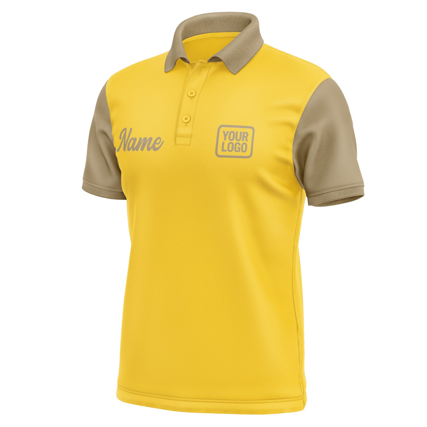 Custom Gold Light Khaki Short-Sleeve Polo Shirt PO302525B125