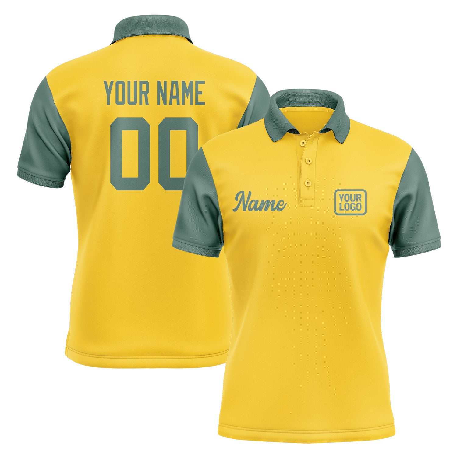 Custom Gold Blue Green Short-Sleeve Polo Shirt PO302727B127