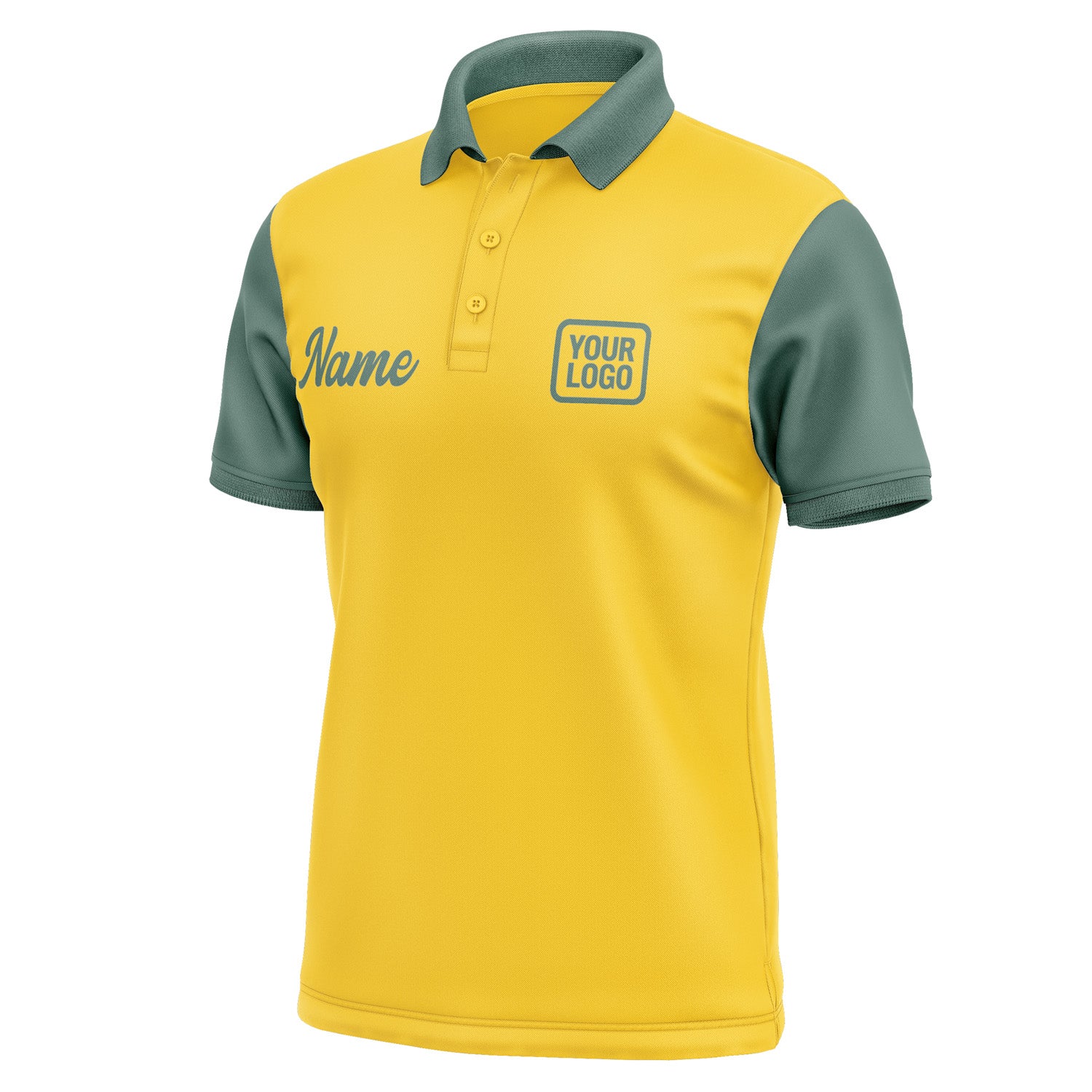 Custom Gold Blue Green Short-Sleeve Polo Shirt PO302727B127