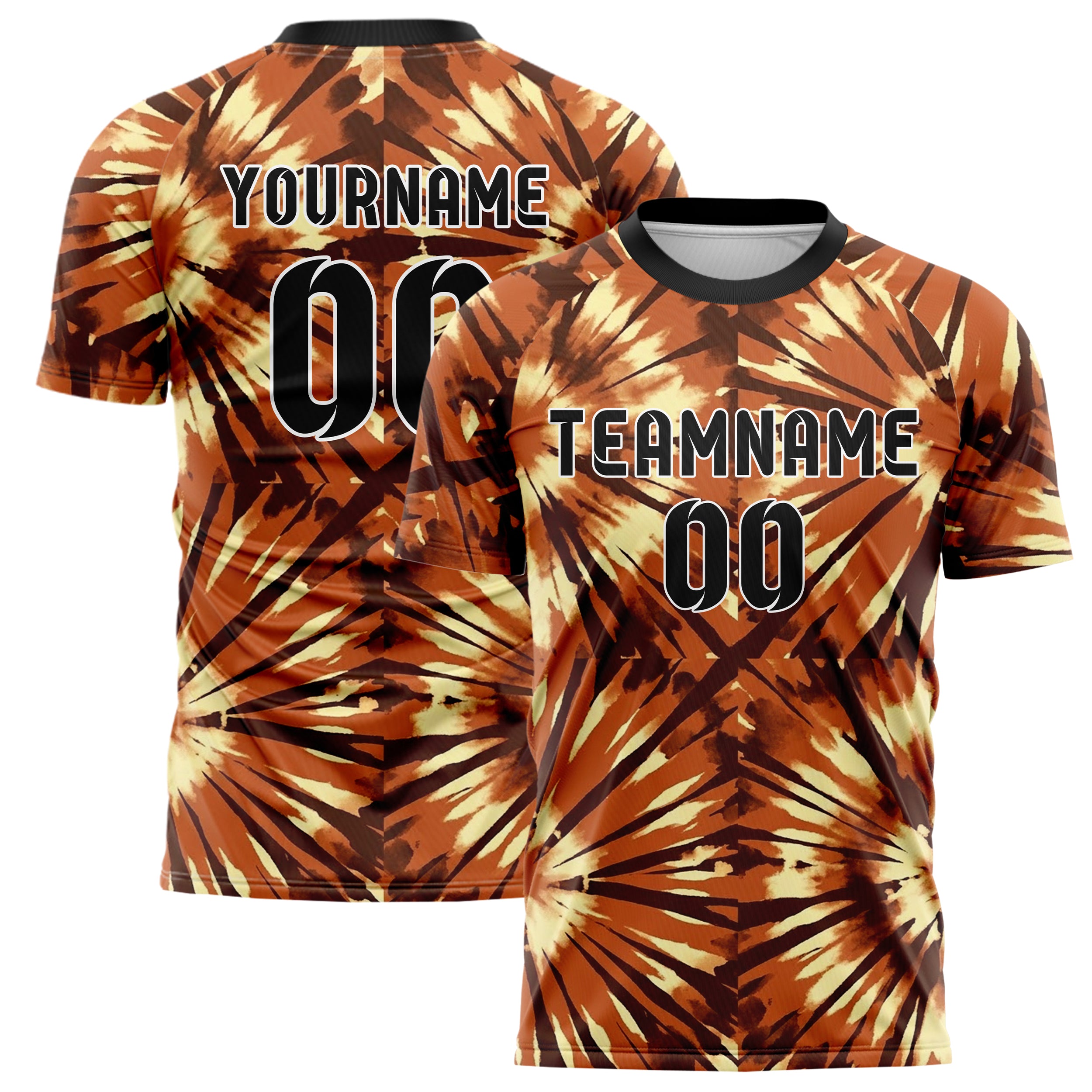 Rust Brown Cream Tiedye Festival Wash Custom Soccer Jersey