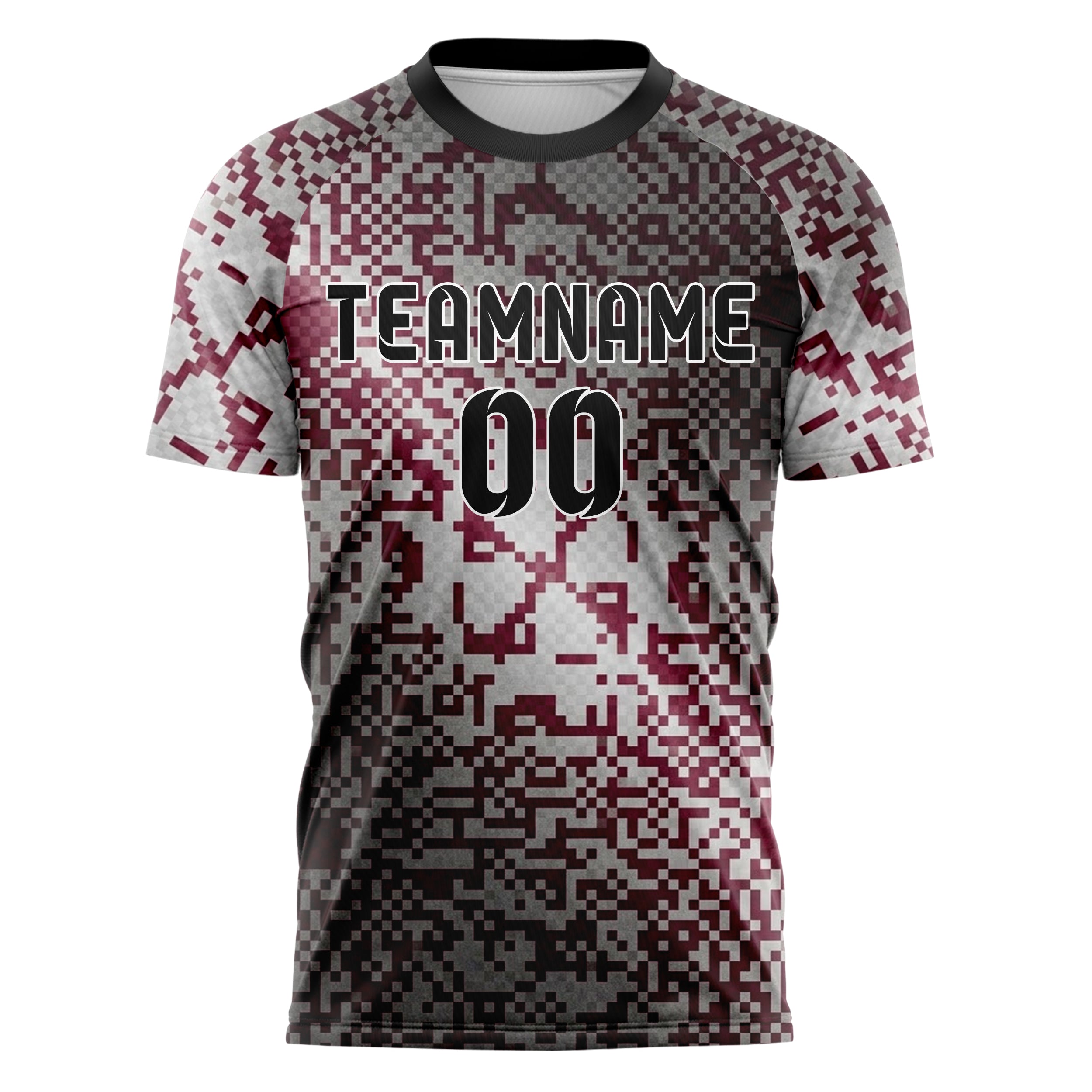 Grey Maroon Gold Pixel Art8bit Custom Soccer Jersey