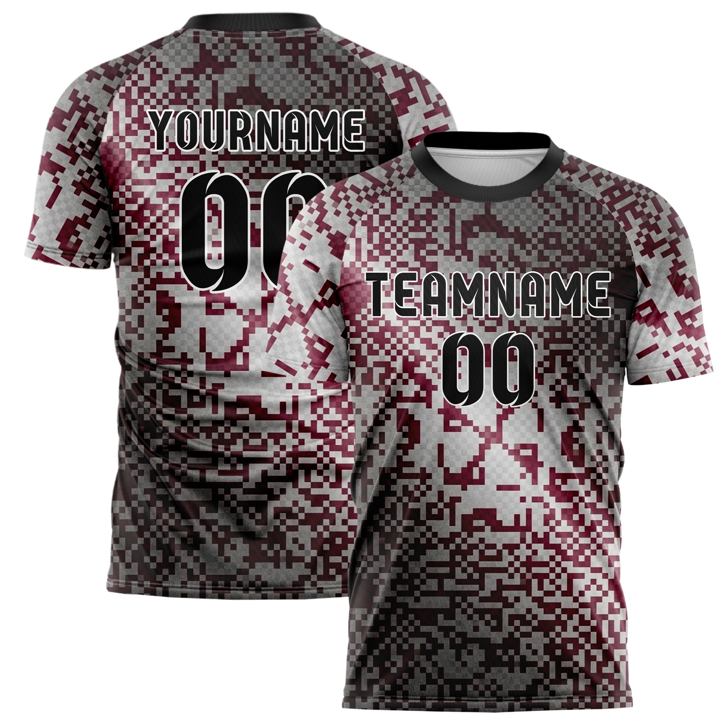 Grey Maroon Gold Pixel Art8bit Custom Soccer Jersey