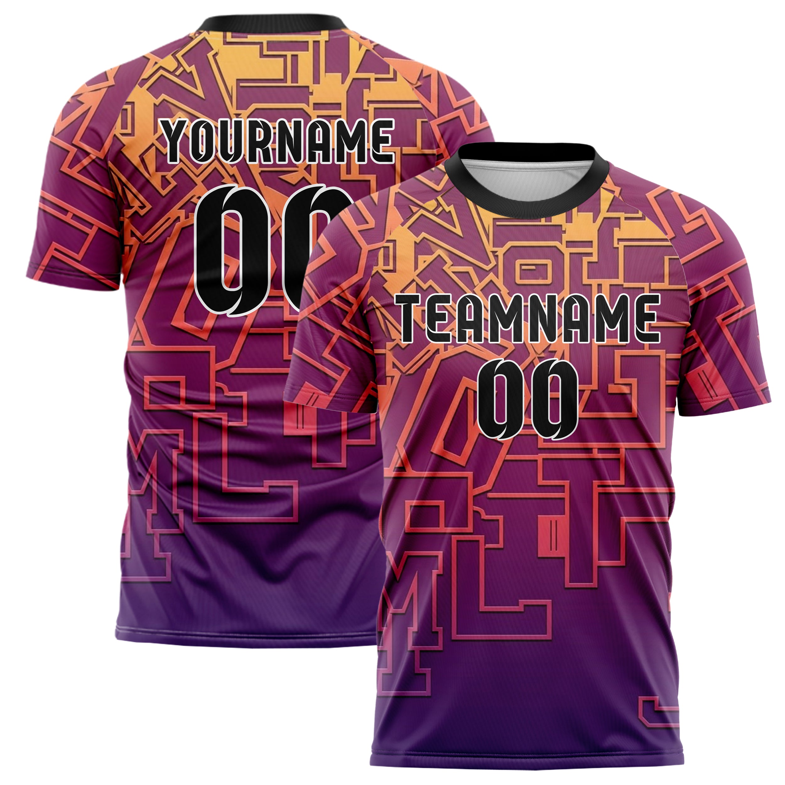 Sunset Gradient Warm Varsity Letter Block Custom Soccer Jersey