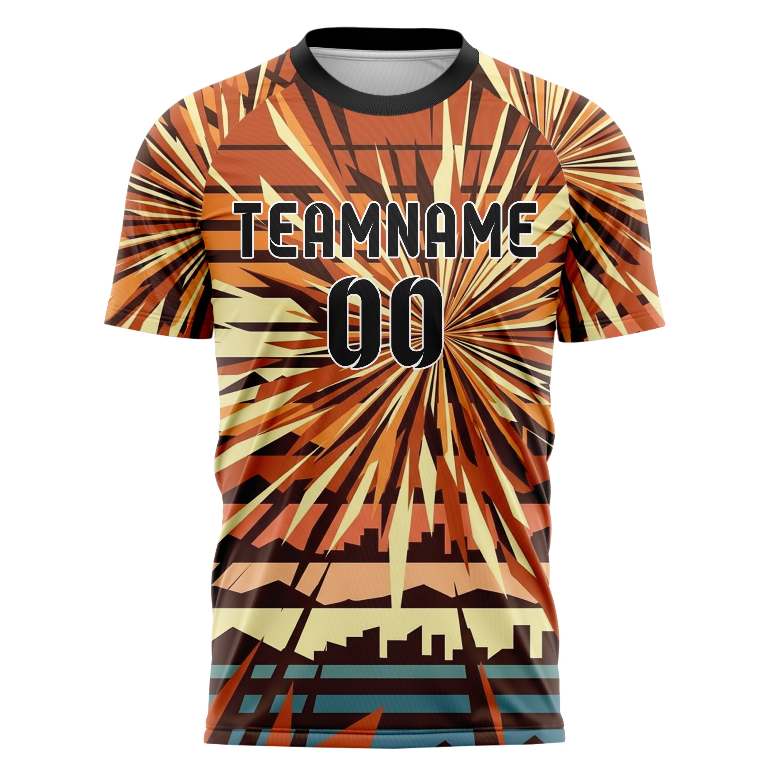 Rust Brown Cream Retro Sunset Gradient Custom Soccer Jersey