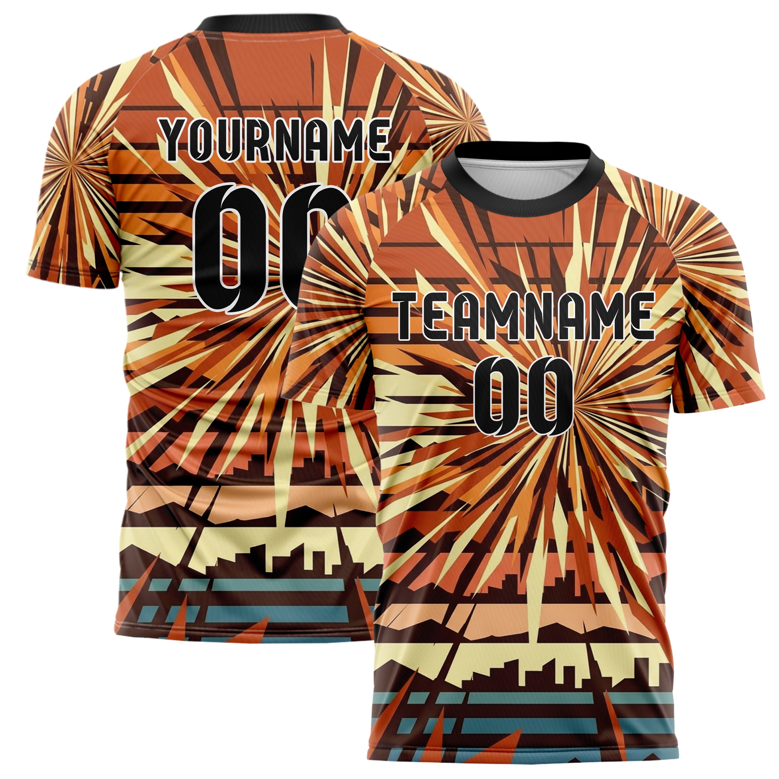 Rust Brown Cream Retro Sunset Gradient Custom Soccer Jersey