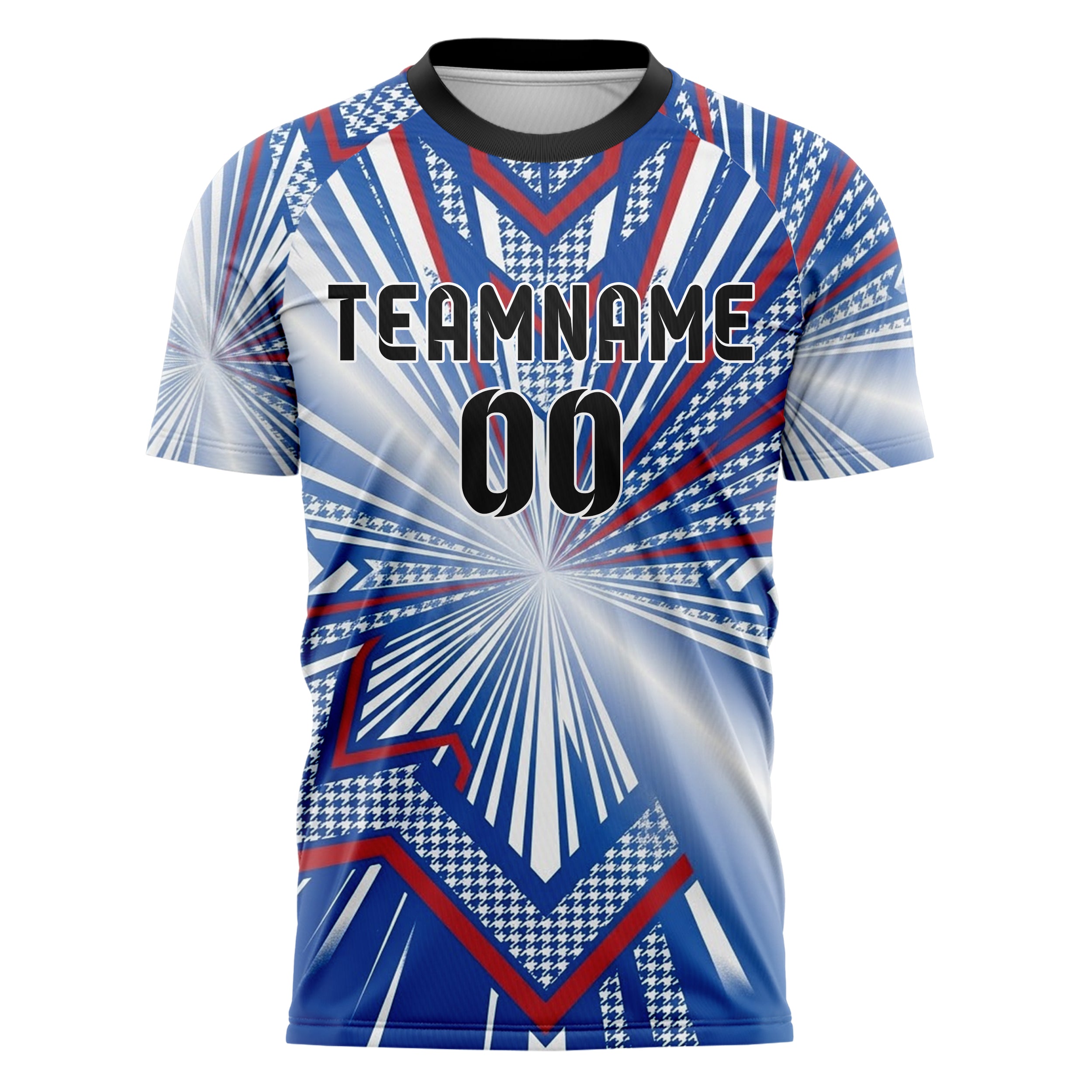 Royal Blue White Red Retro Stripe Heritage Custom Soccer Jersey
