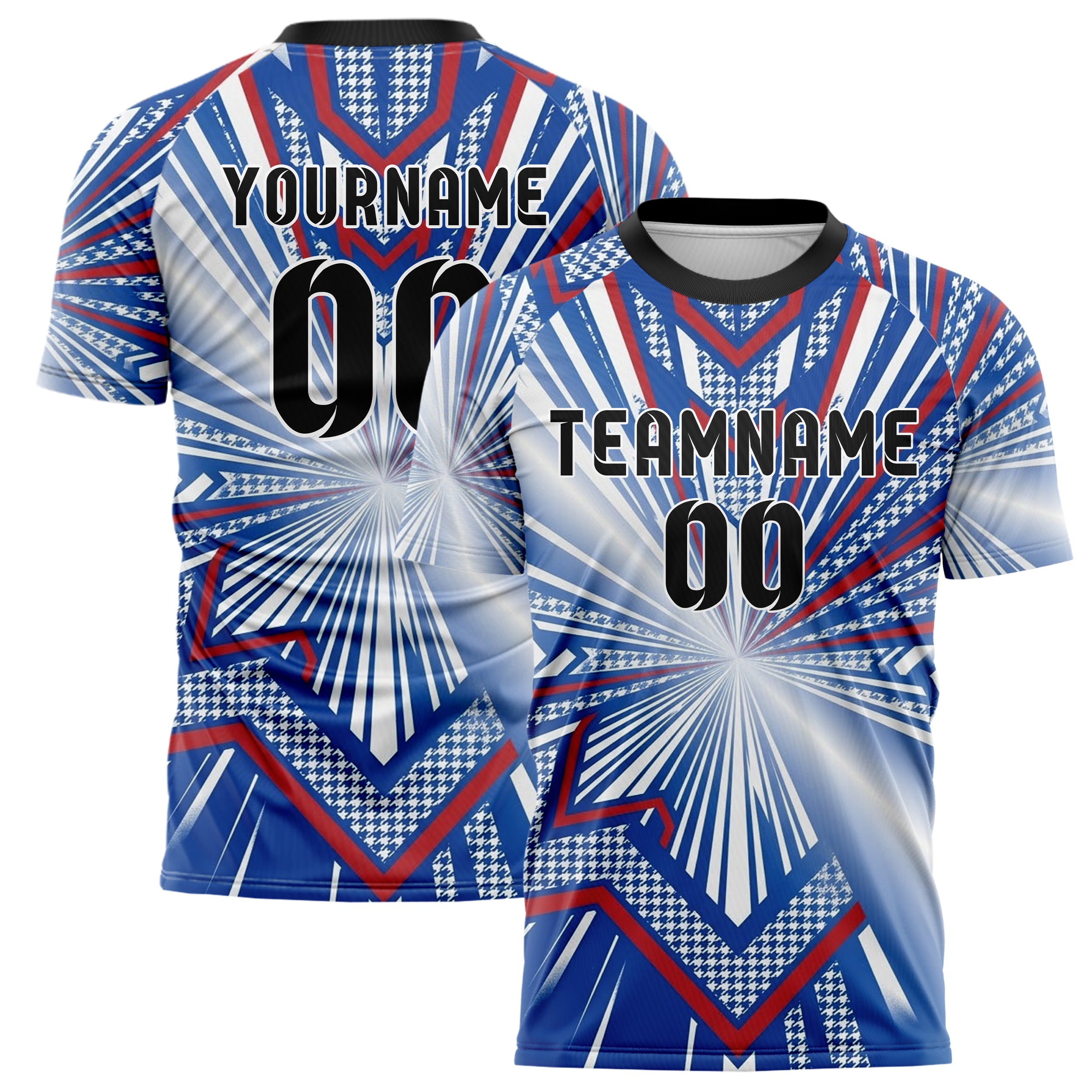Royal Blue White Red Retro Stripe Heritage Custom Soccer Jersey