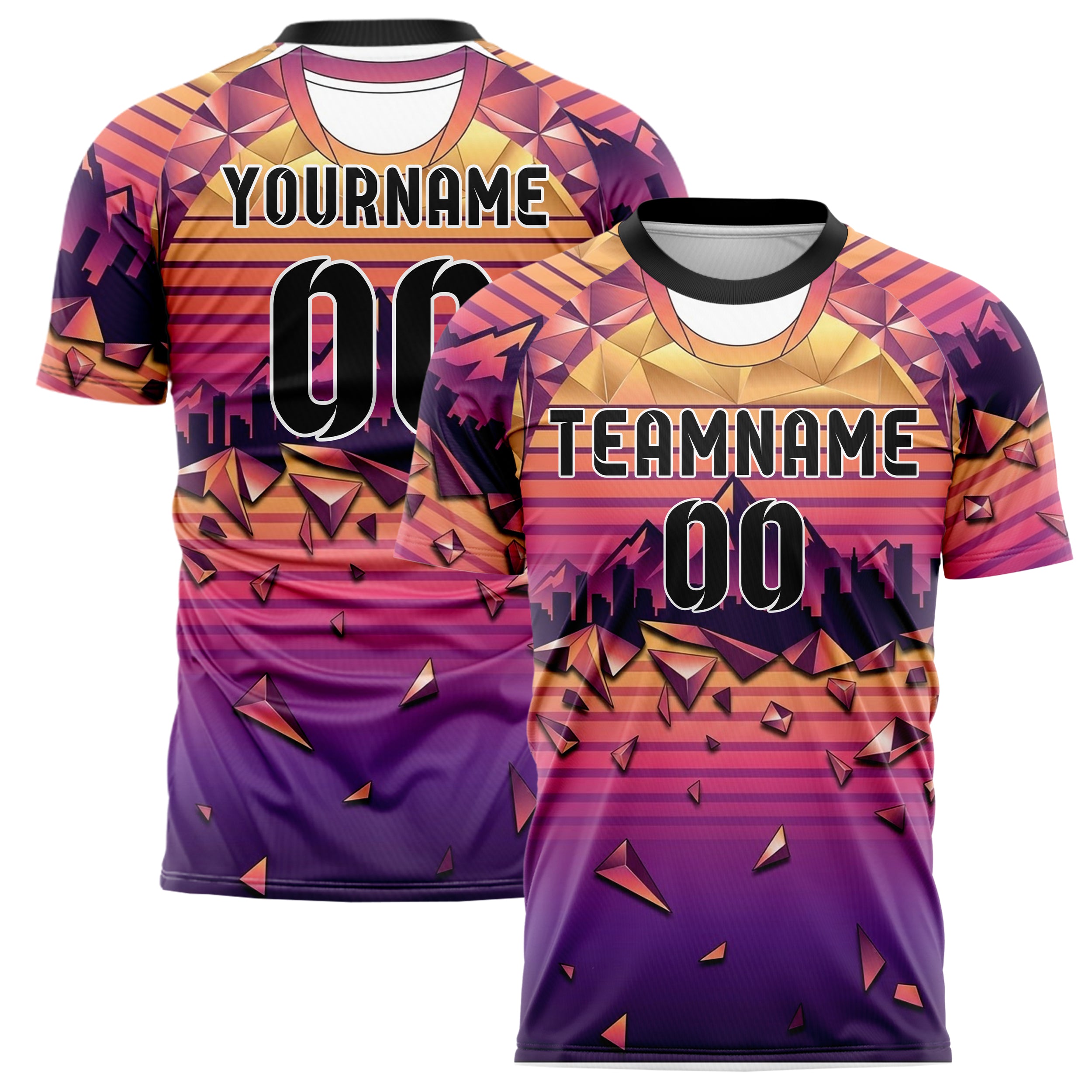 Sunset Gradient Warm Retro Sunset Gradient Custom Soccer Jersey
