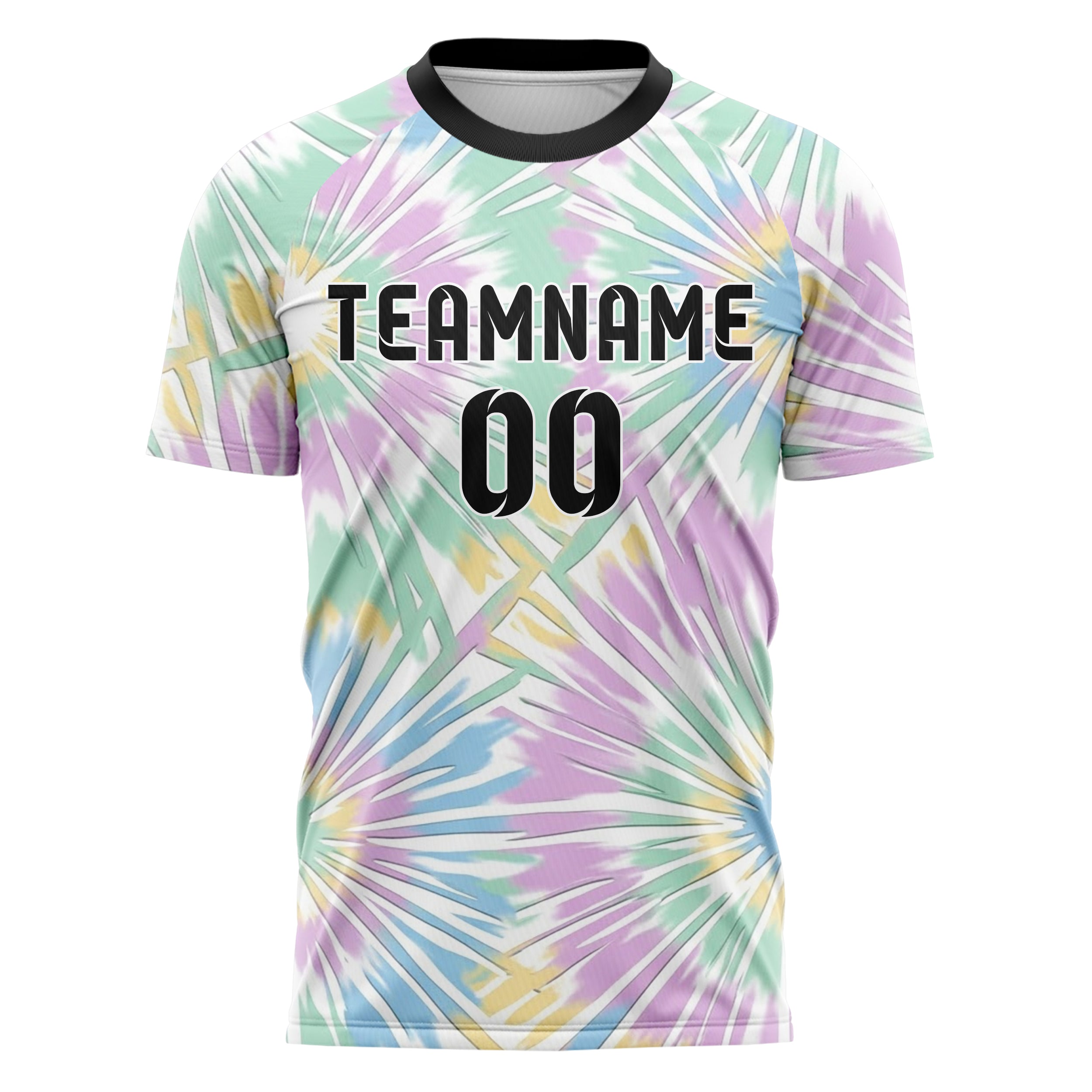 Pastel Multi Tie Dye Tiedye Festival Wash Custom Soccer Jersey