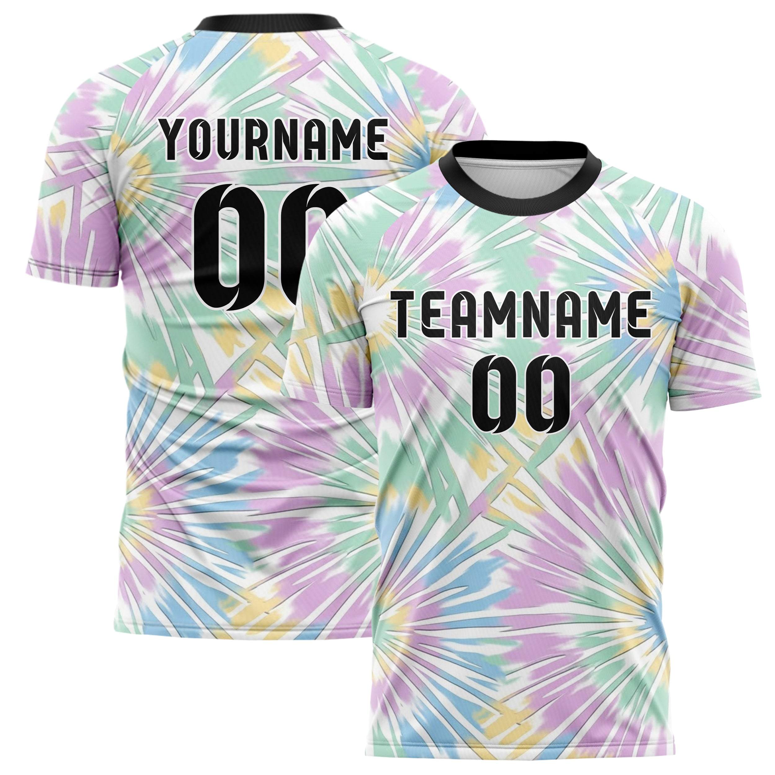 Pastel Multi Tie Dye Tiedye Festival Wash Custom Soccer Jersey