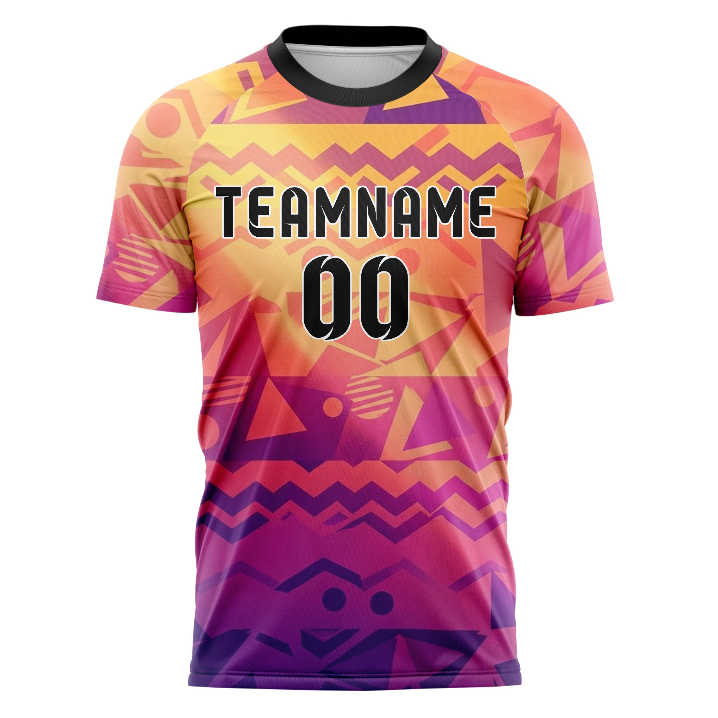 Sunset Gradient Warm 90s Geometric Splash Custom Soccer Jersey