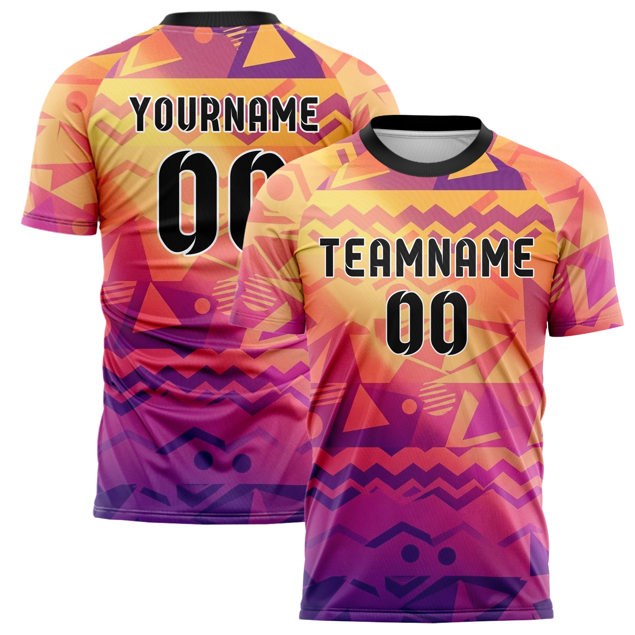 Sunset Gradient Warm 90s Geometric Splash Custom Soccer Jersey