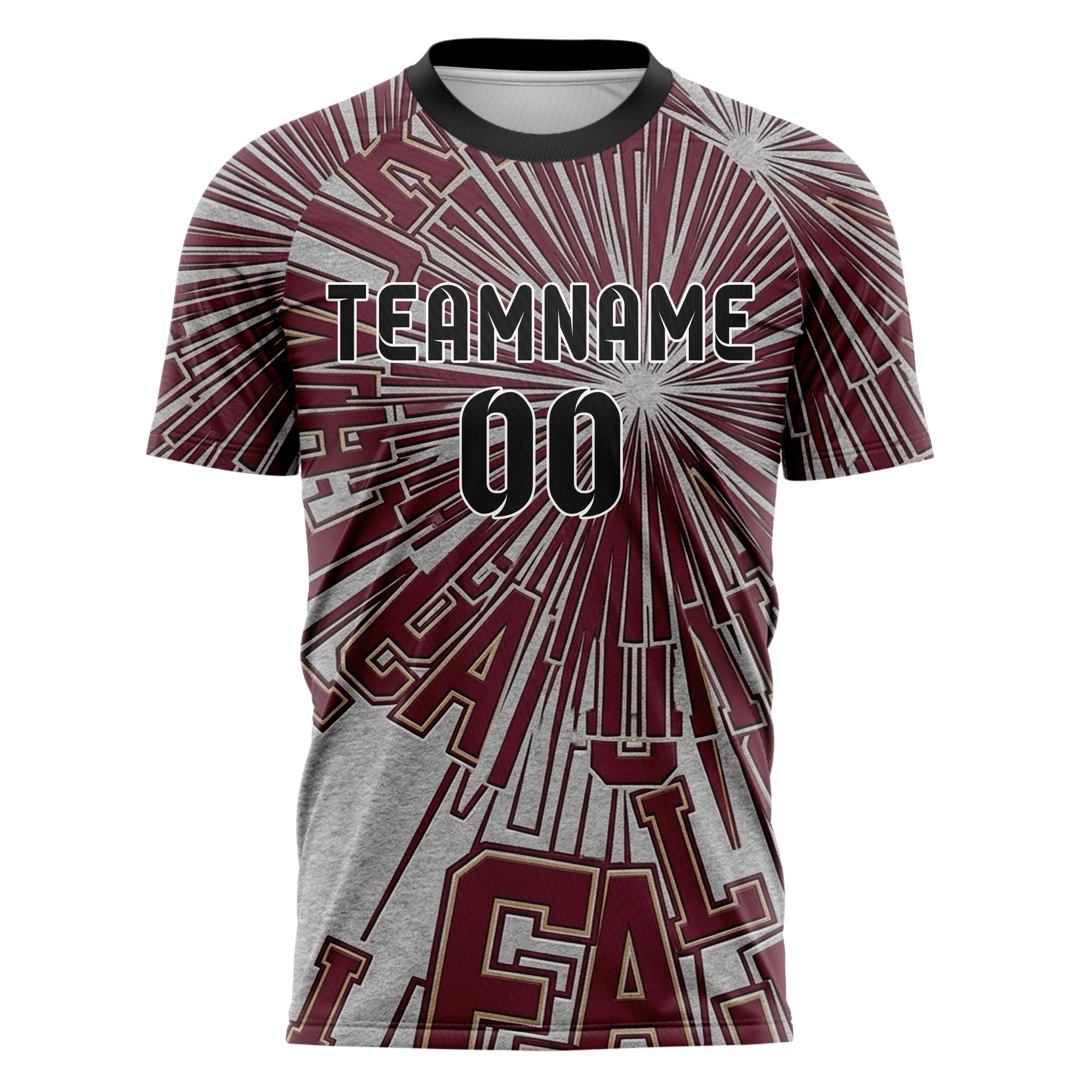 Grey Maroon Gold Varsity Letter Block Custom Soccer Jersey