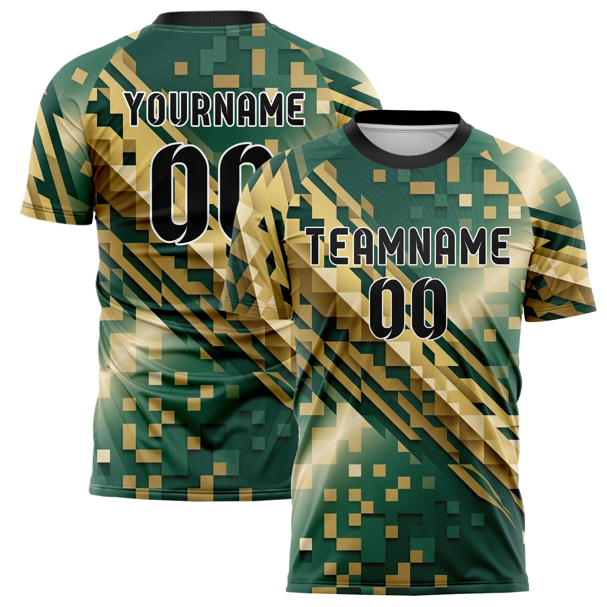 Jade Gold Cream Pixel Art8bit Custom Soccer Jersey