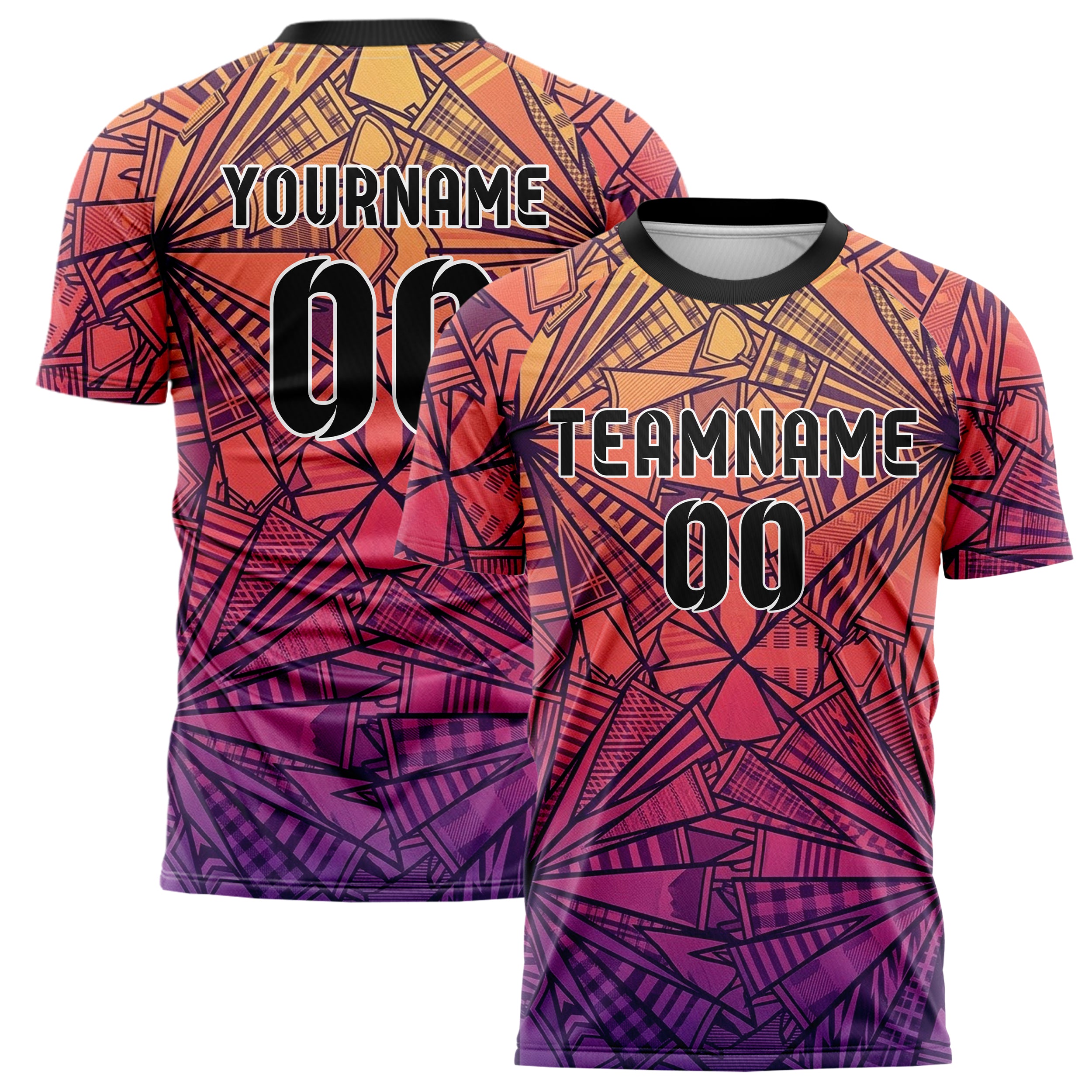 Sunset Gradient Warm Vintage Pennant Collage Custom Soccer Jersey