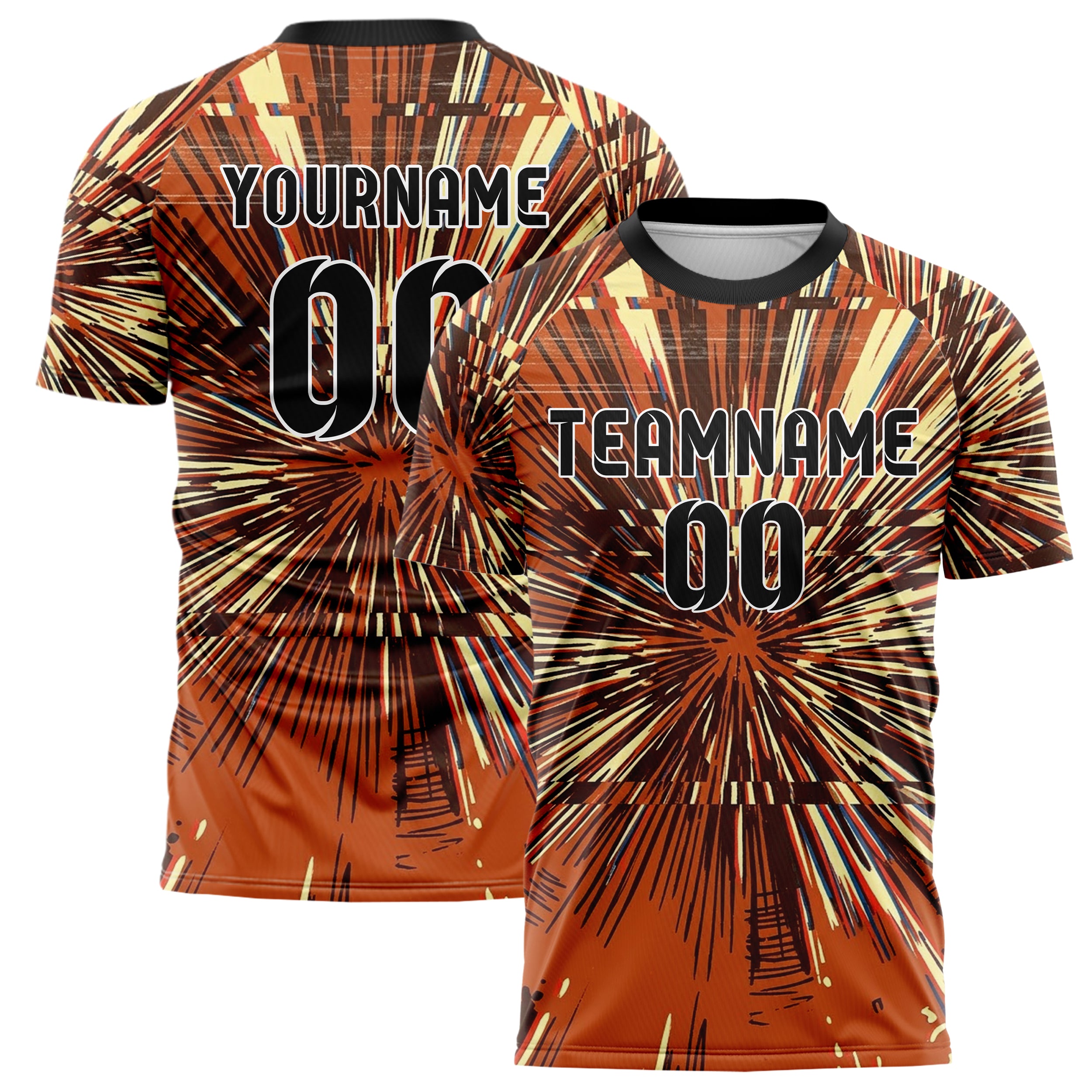 Rust Brown Cream Vhs Glitch Retro Custom Soccer Jersey