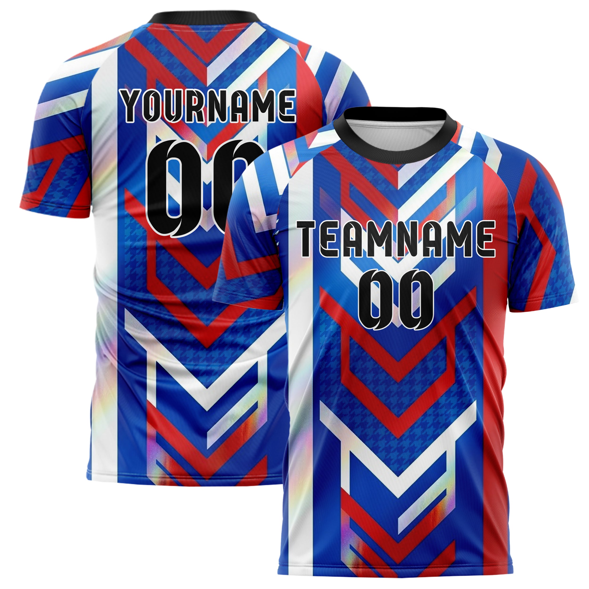 Royal Blue White Red Retro Stripe Heritage Custom Soccer Jersey
