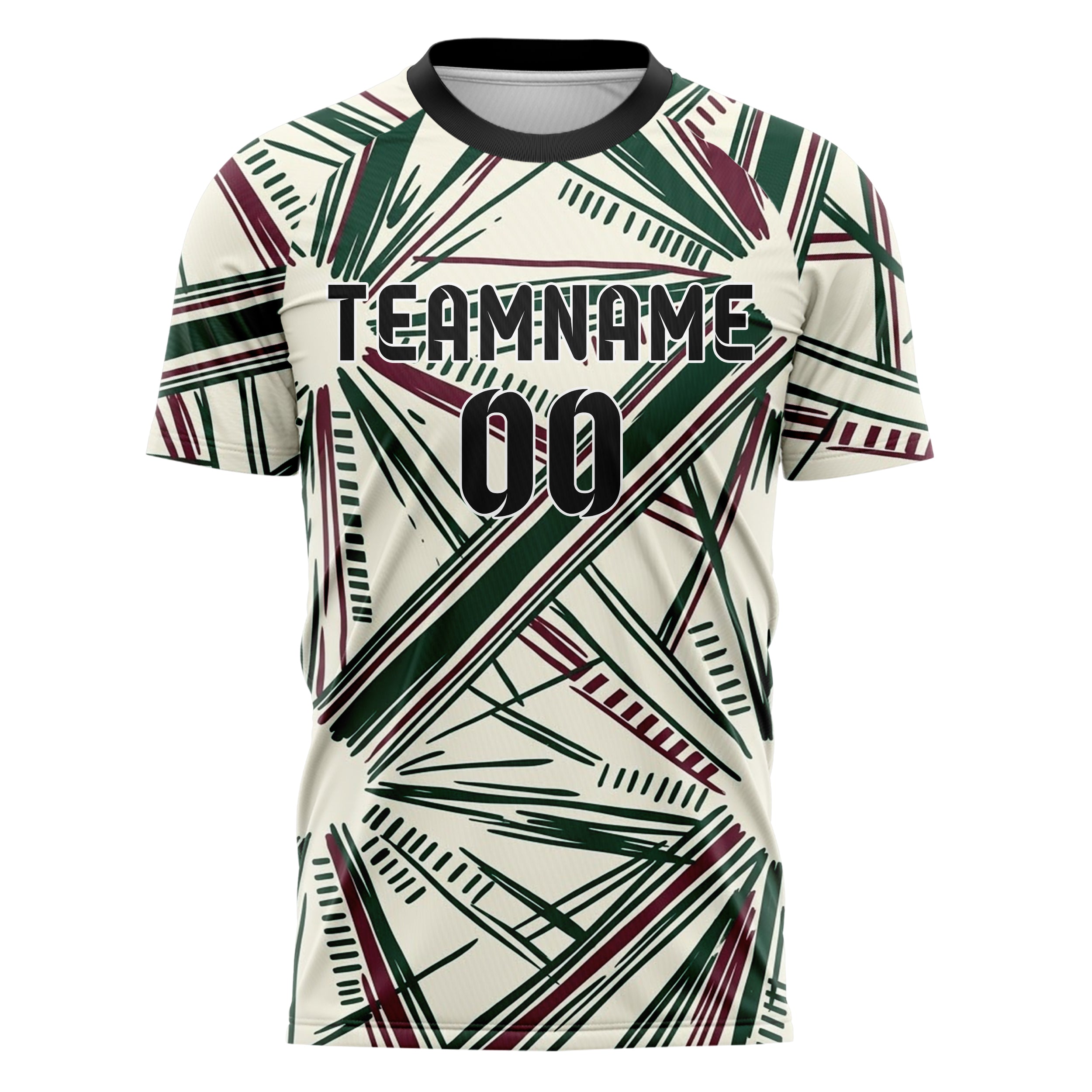 Forest Burgundy Cream Retro Racing Stripe Custom Soccer Jersey