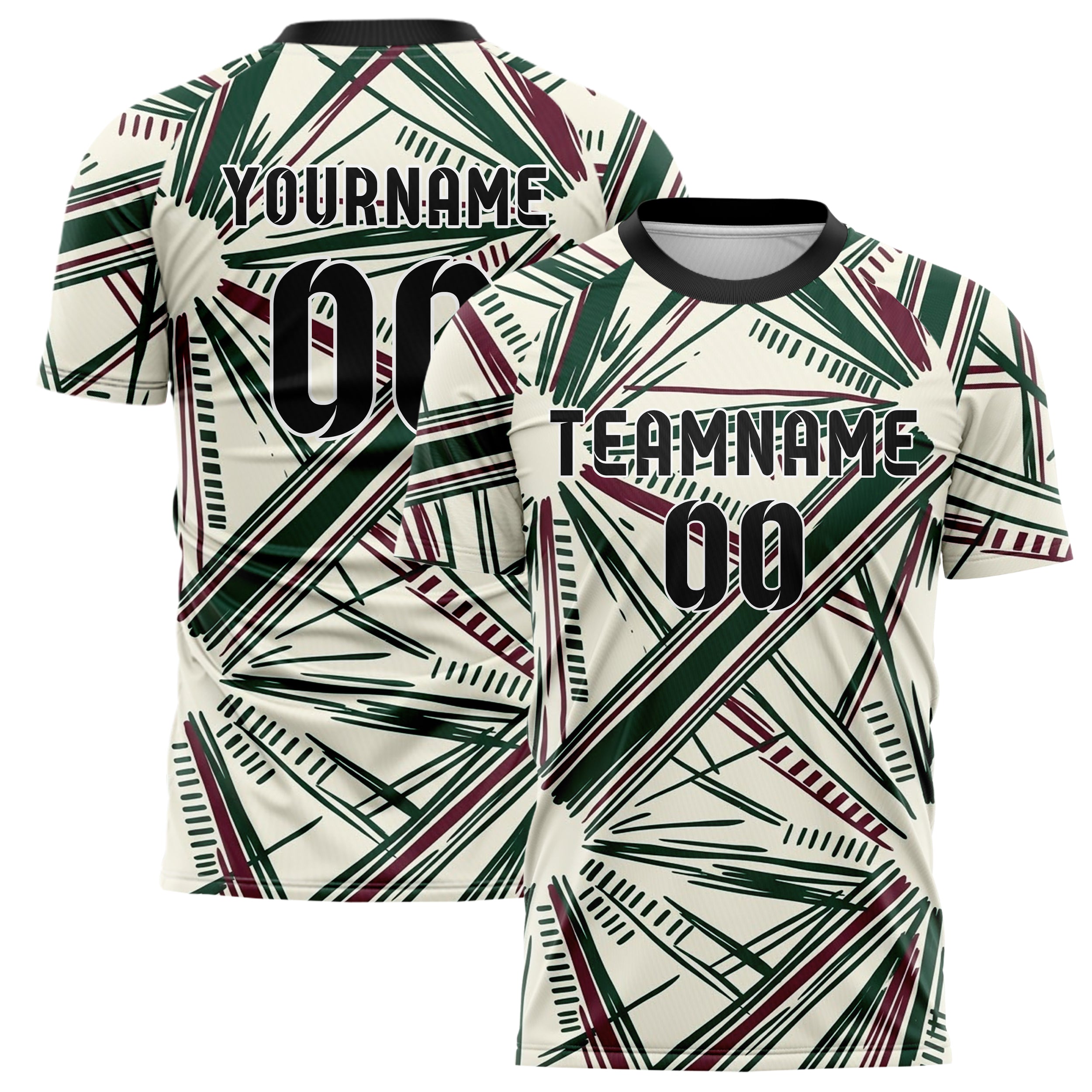 Forest Burgundy Cream Retro Racing Stripe Custom Soccer Jersey