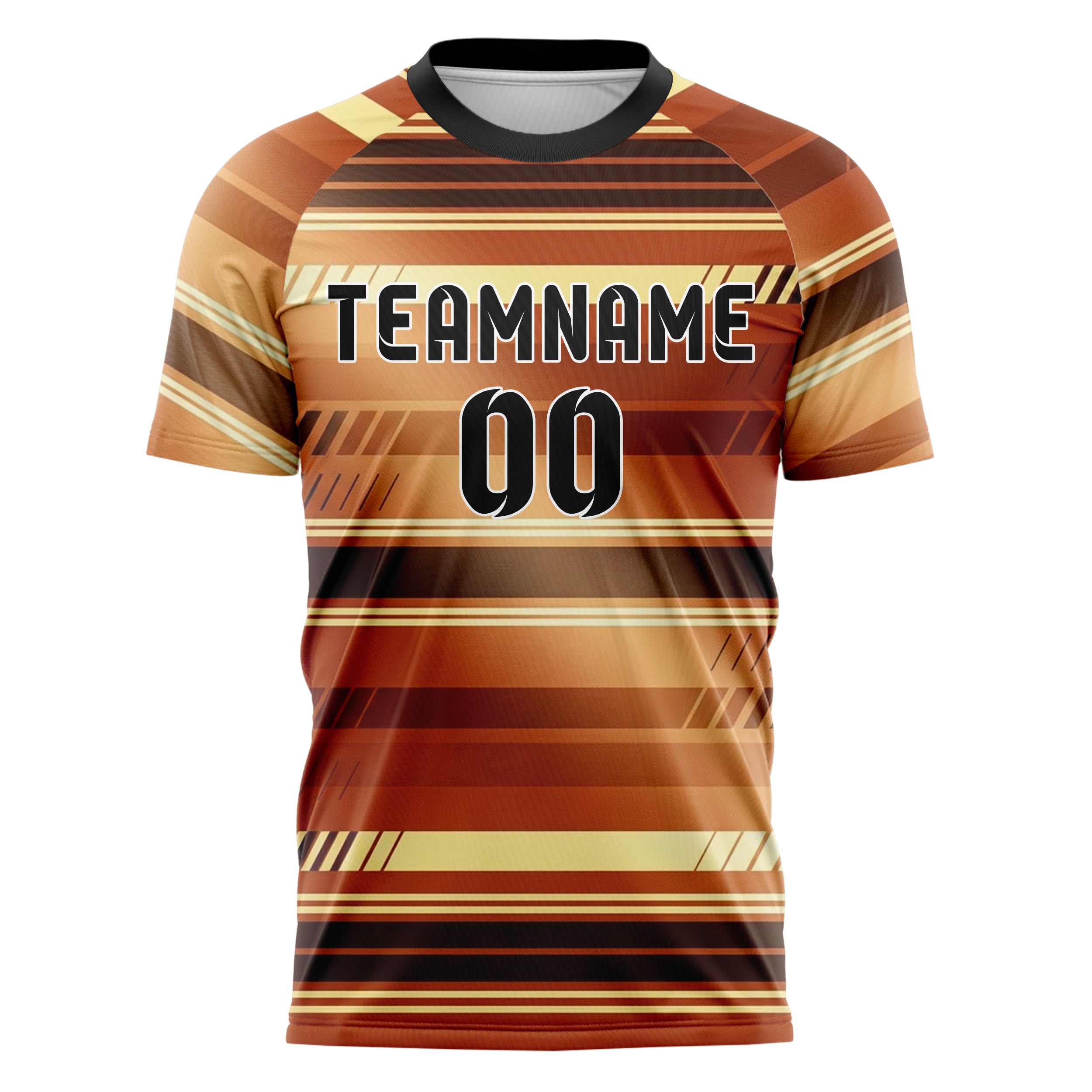 Rust Brown Cream Retro Racing Stripe Custom Soccer Jersey