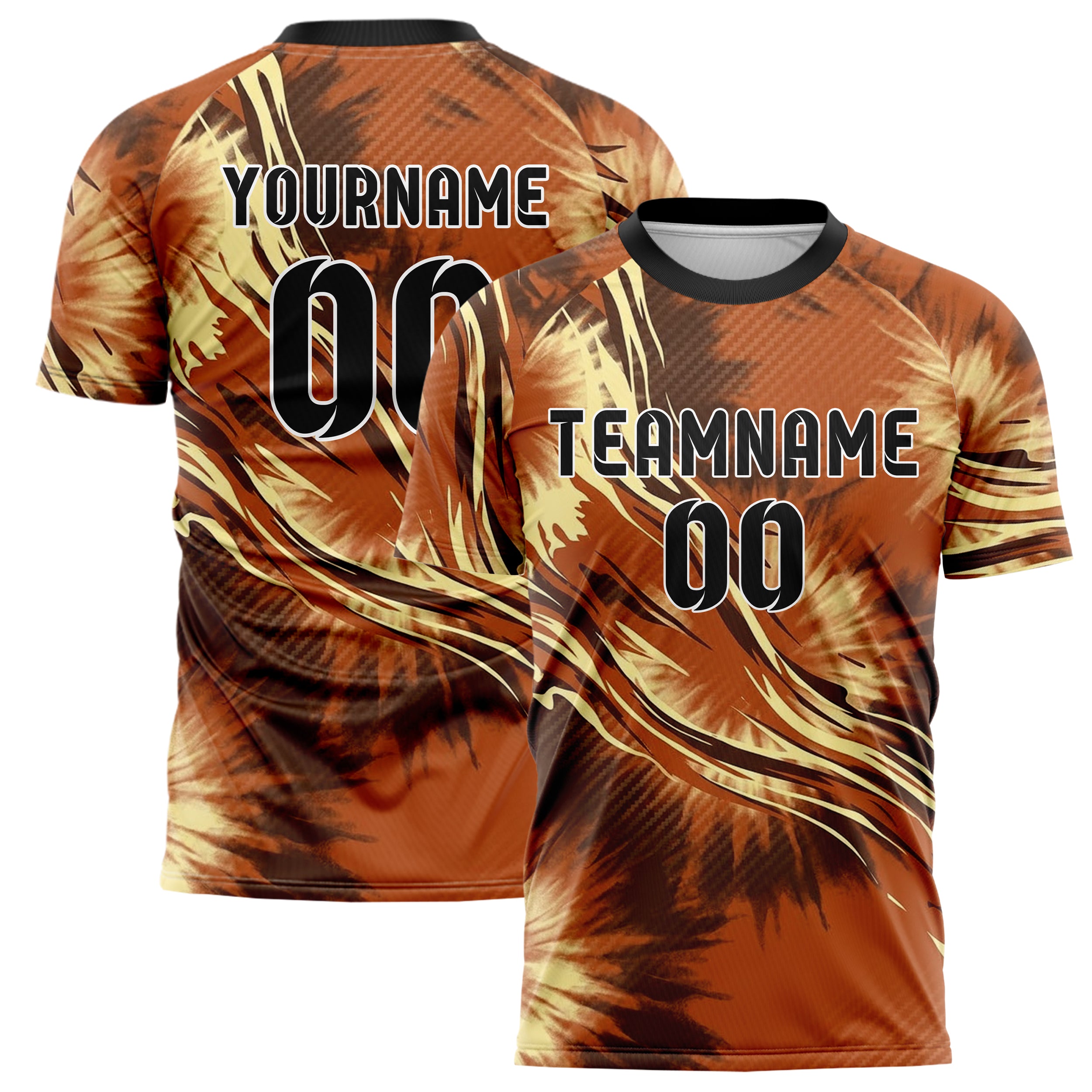 Rust Brown Cream Tiedye Festival Wash Custom Soccer Jersey