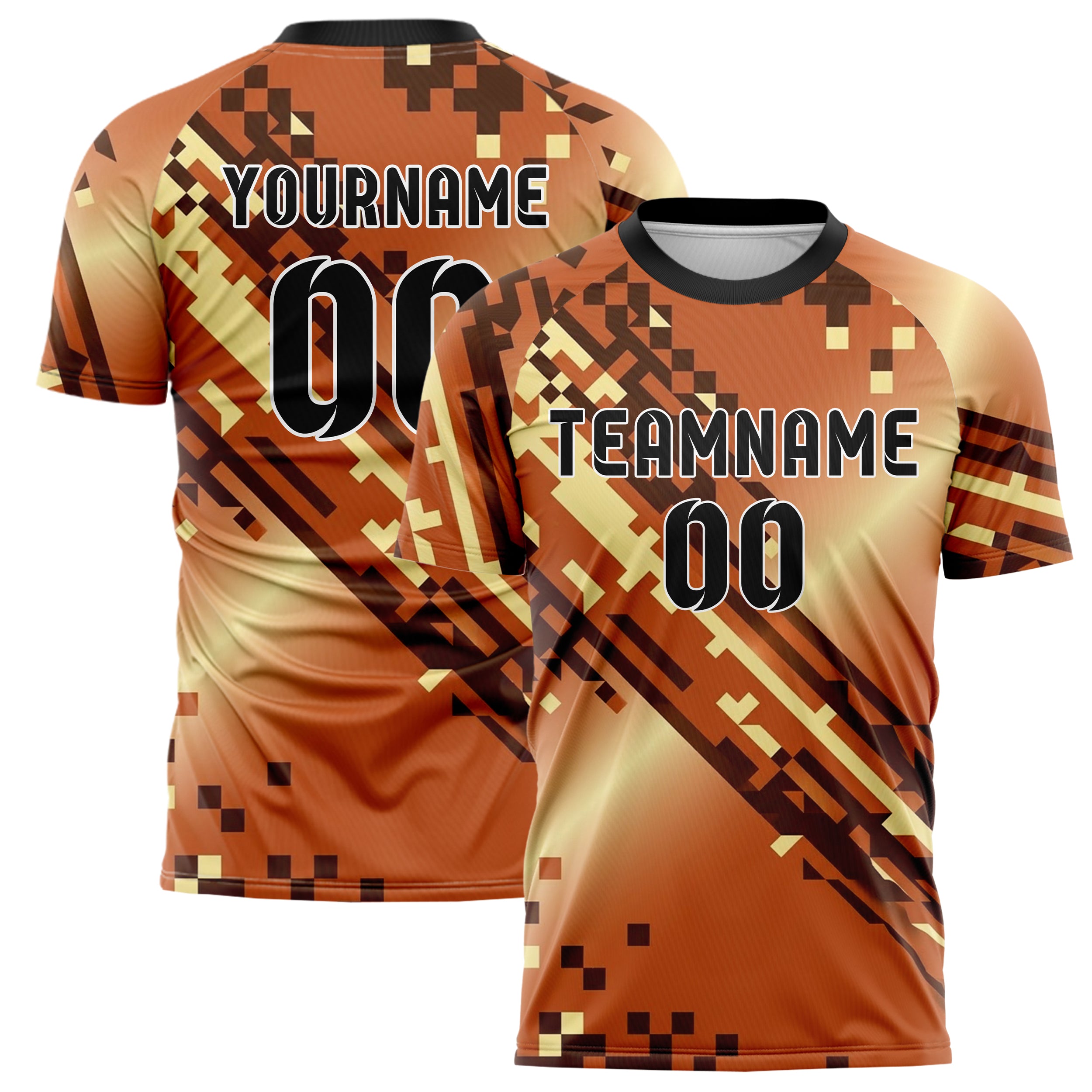 Rust Brown Cream Pixel Art8bit Custom Soccer Jersey