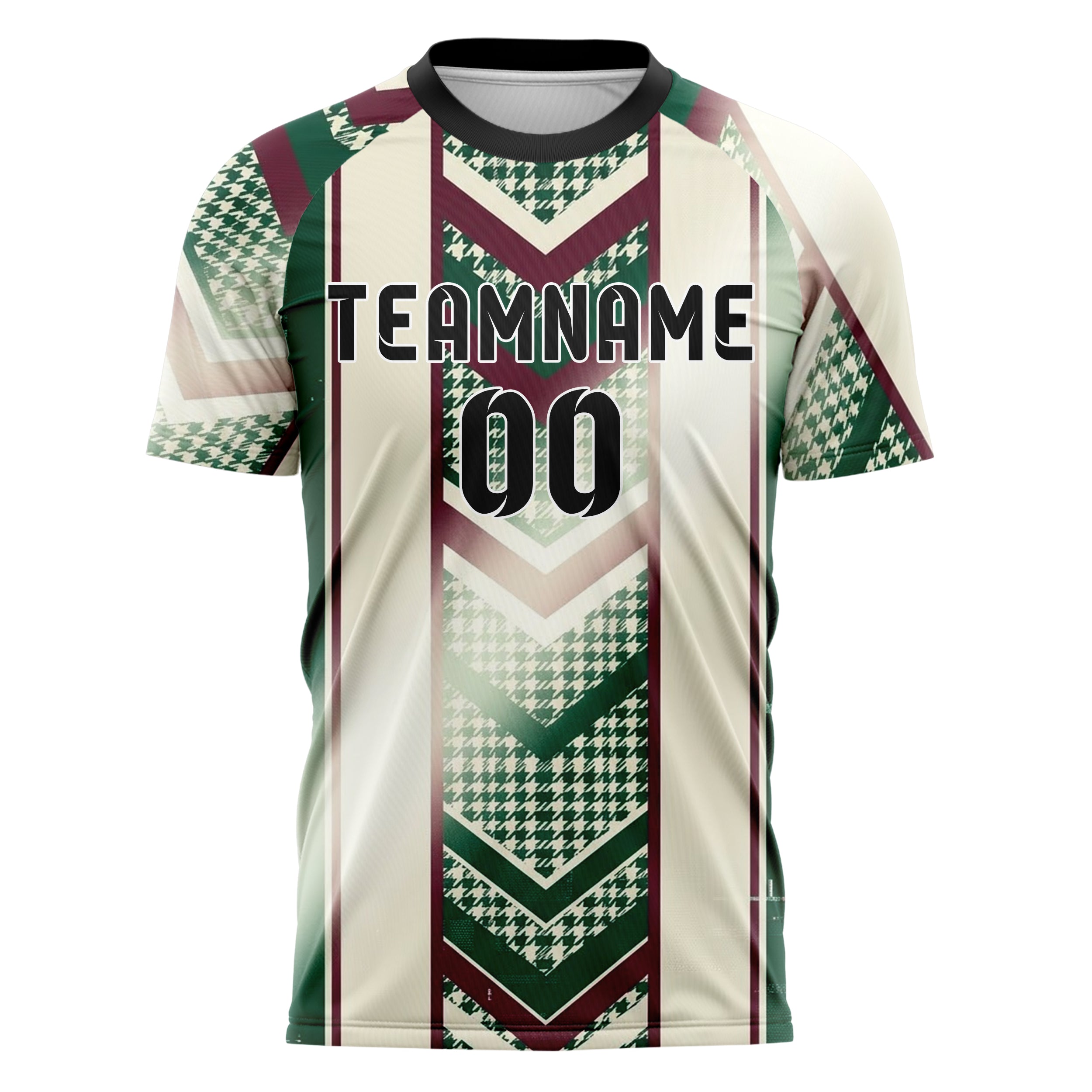 Forest Burgundy Cream Retro Stripe Heritage Custom Soccer Jersey